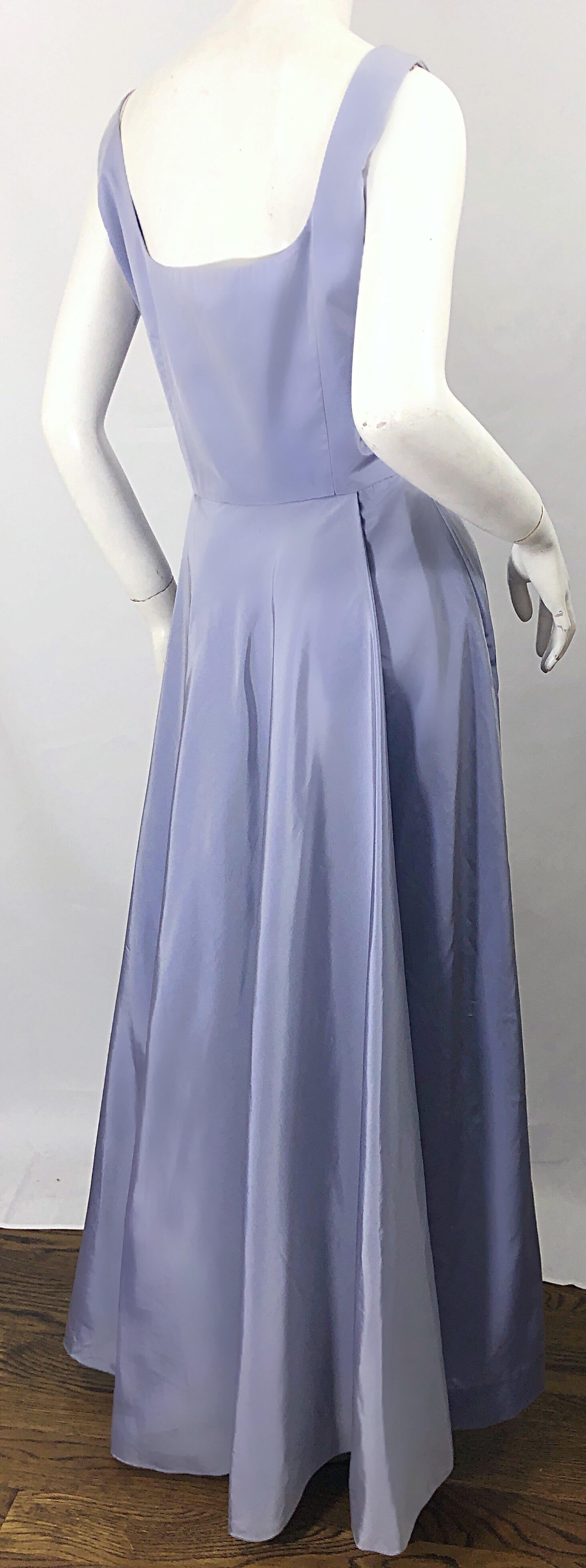 Women's 1990s Heidi Weisel Sz 4 / 6 Purple Lavender Lilac Silk Taffeta Vintage 90s Gown