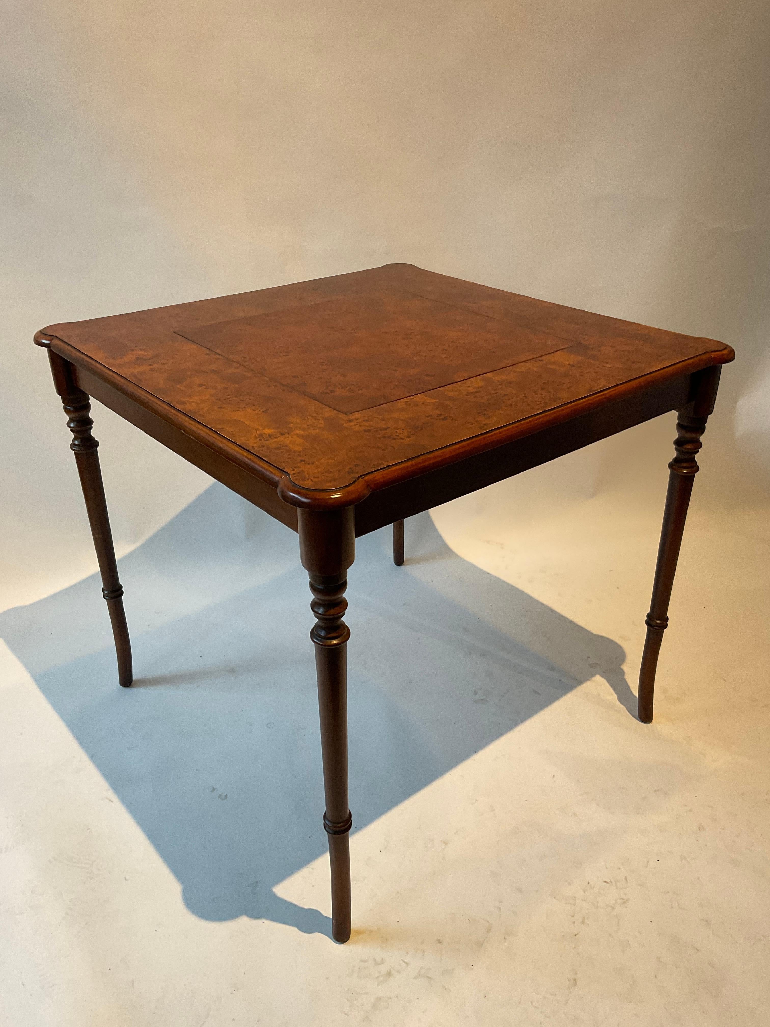 Late 20th Century 1990s Hekman Burl Wood Game Table 'Chess Board'