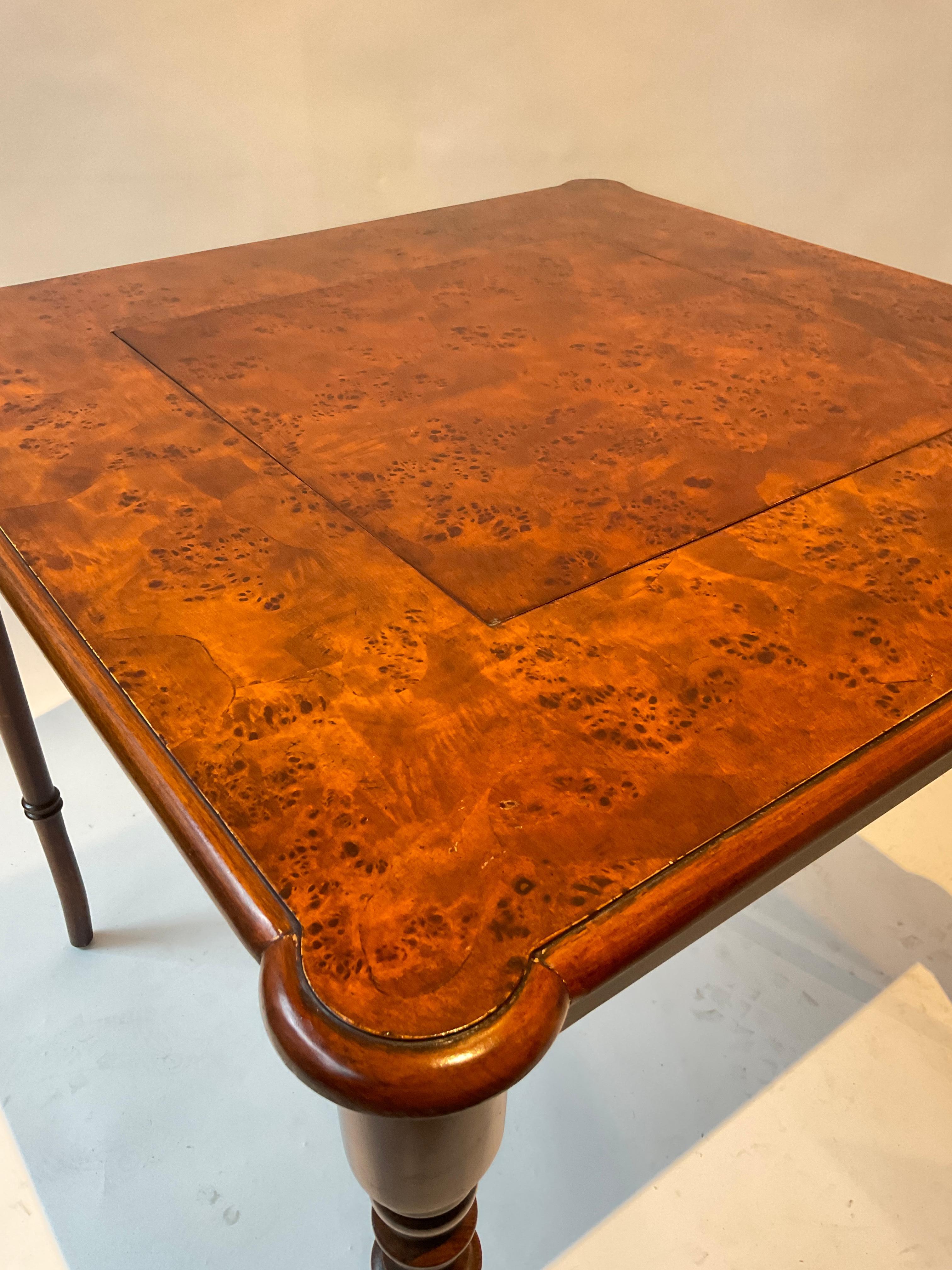 1990s Hekman Burl Wood Game Table 'Chess Board' 2