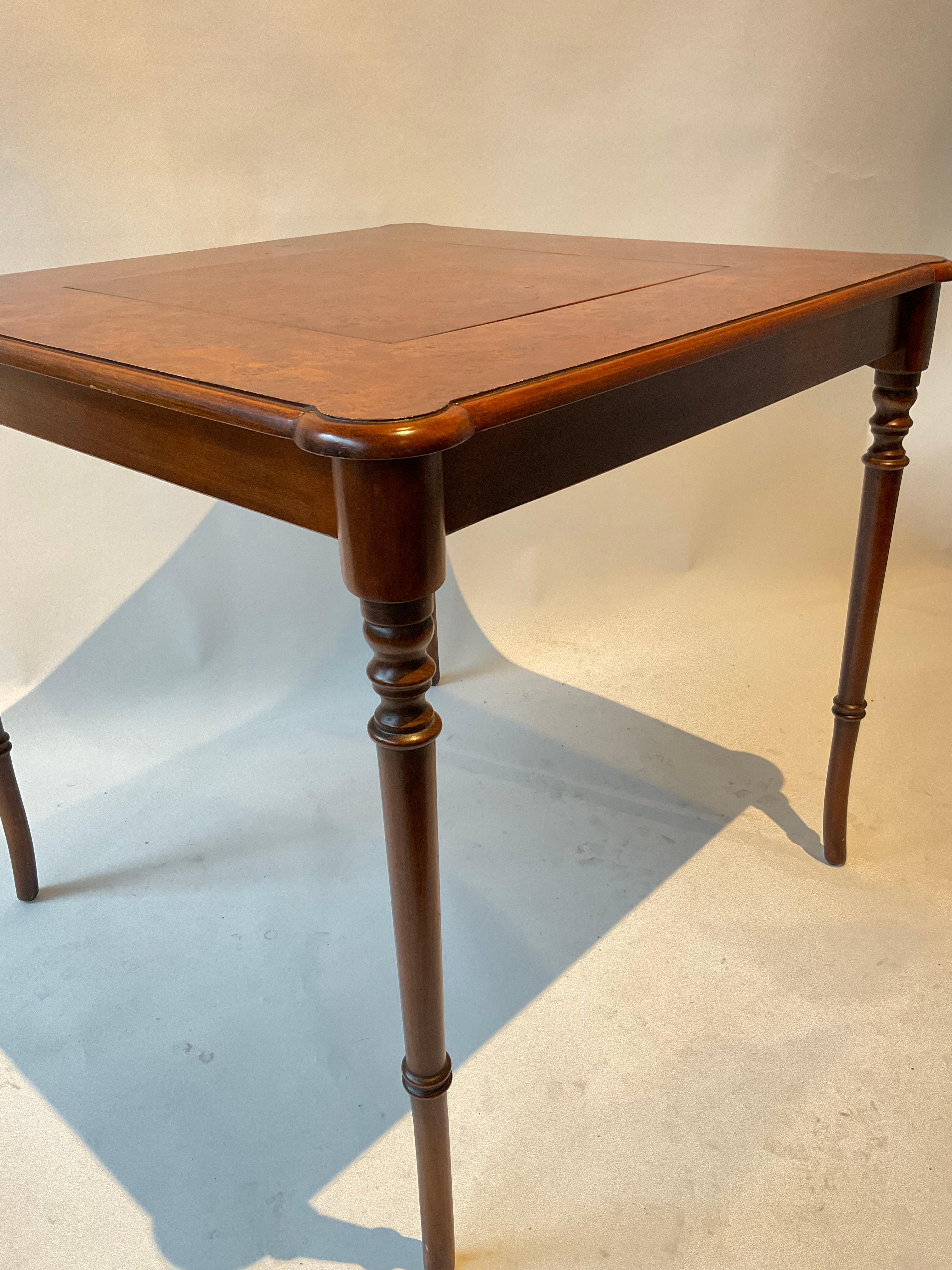 1990s Hekman Burl Wood Game Table 'Chess Board' 3