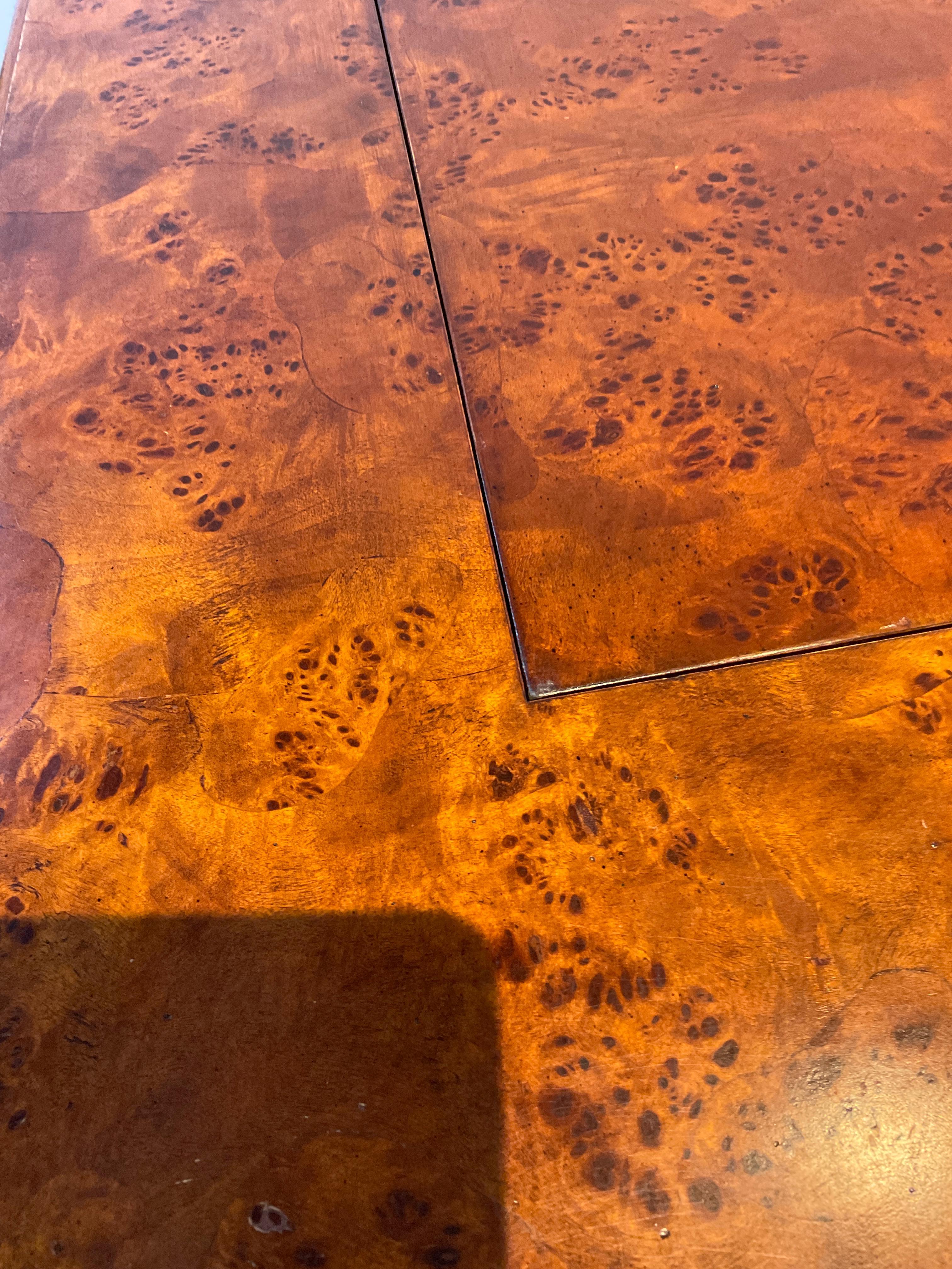1990s Hekman Burl Wood Game Table 'Chess Board' 4