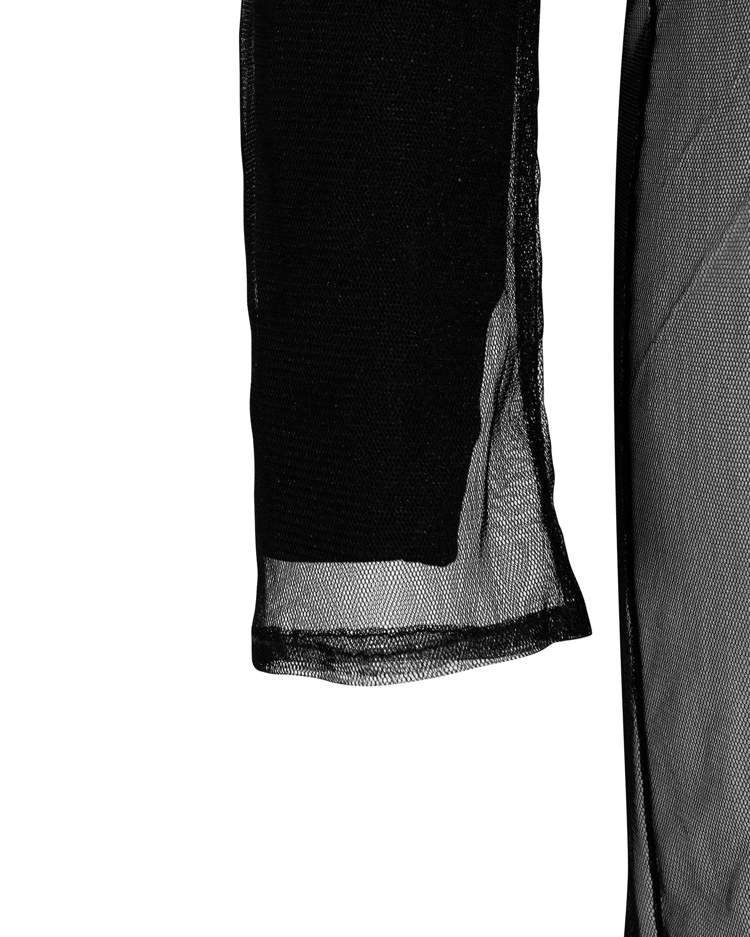 Women's 1990's Helmut Lang Black Long Sleeve Mesh Mini Dress