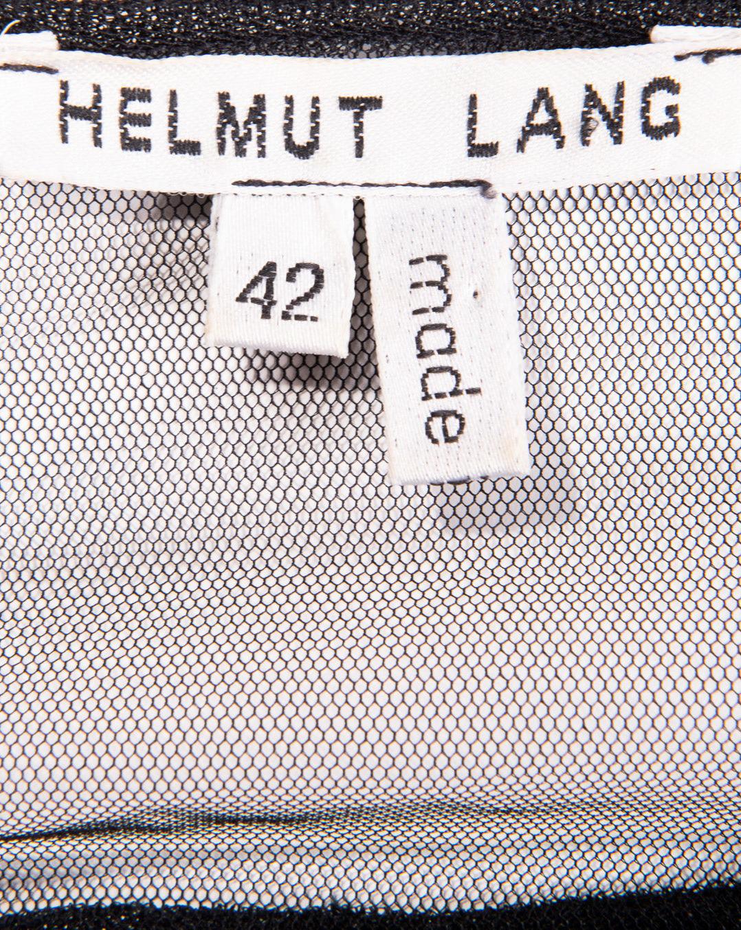 1990's Helmut Lang Black Long Sleeve Mesh Mini Dress 2