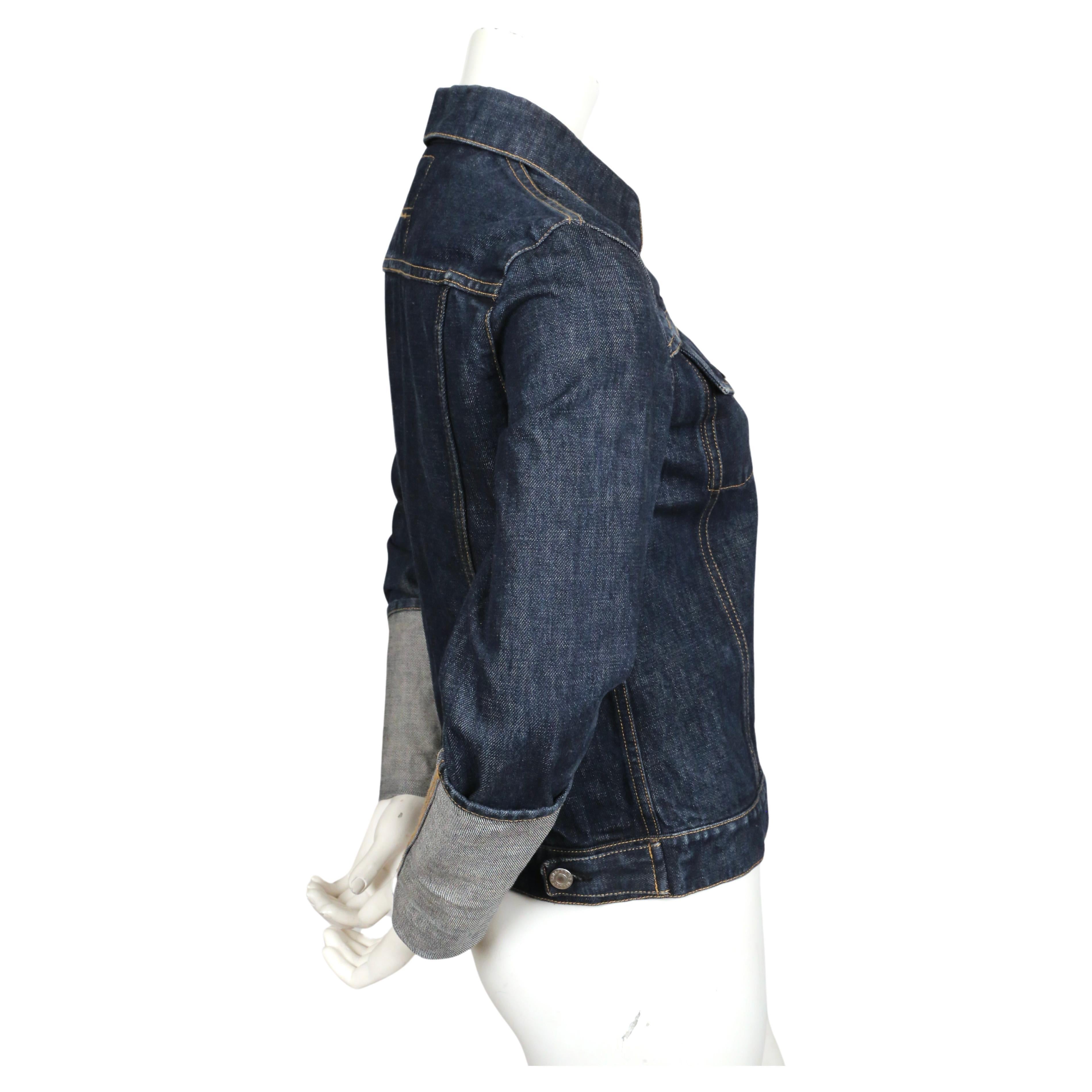 1990's HELMUT LANG classic denim jacket with extra long turn up cuffs In Good Condition For Sale In San Fransisco, CA