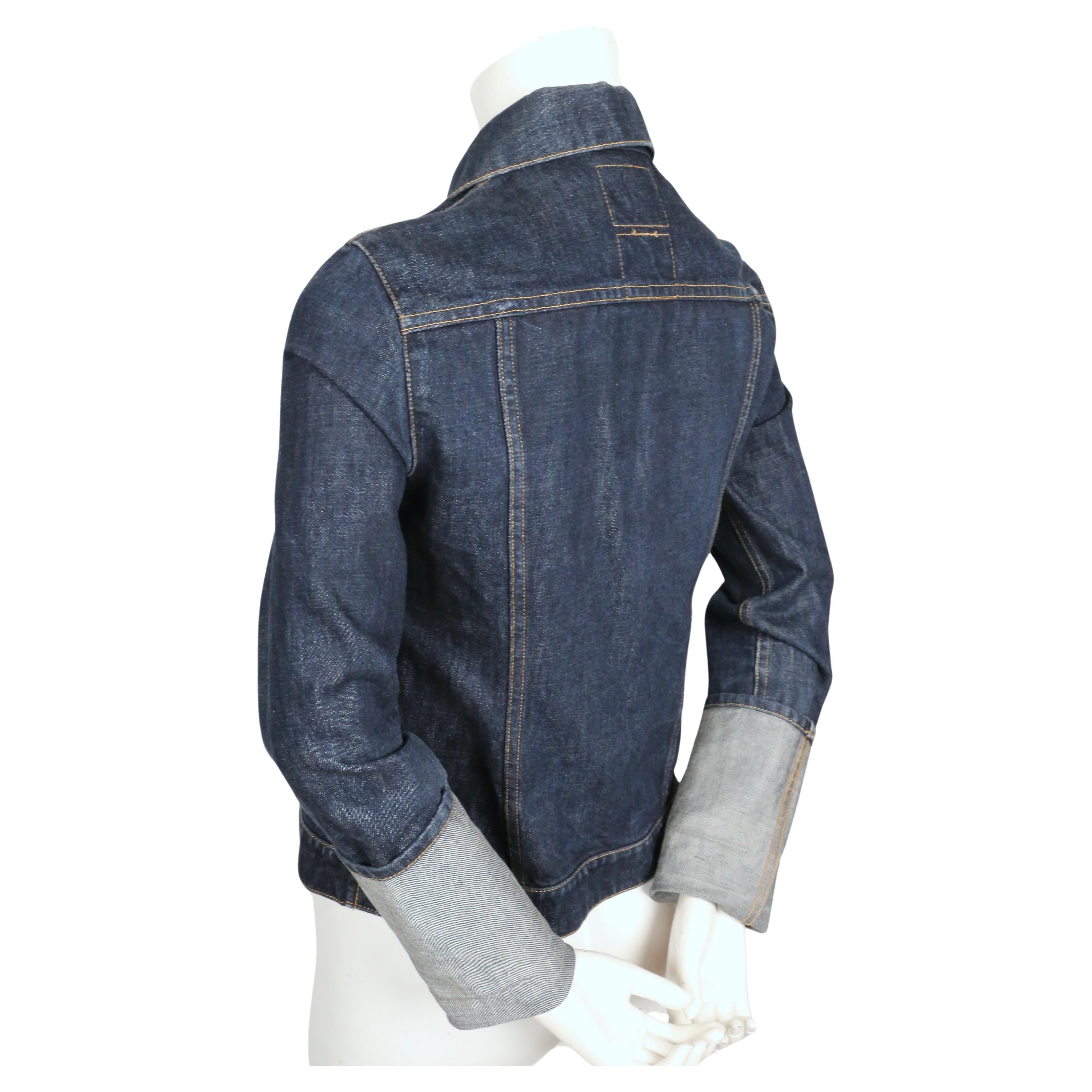 1990's HELMUT LANG classic denim jacket with extra long turn up cuffs For Sale 1