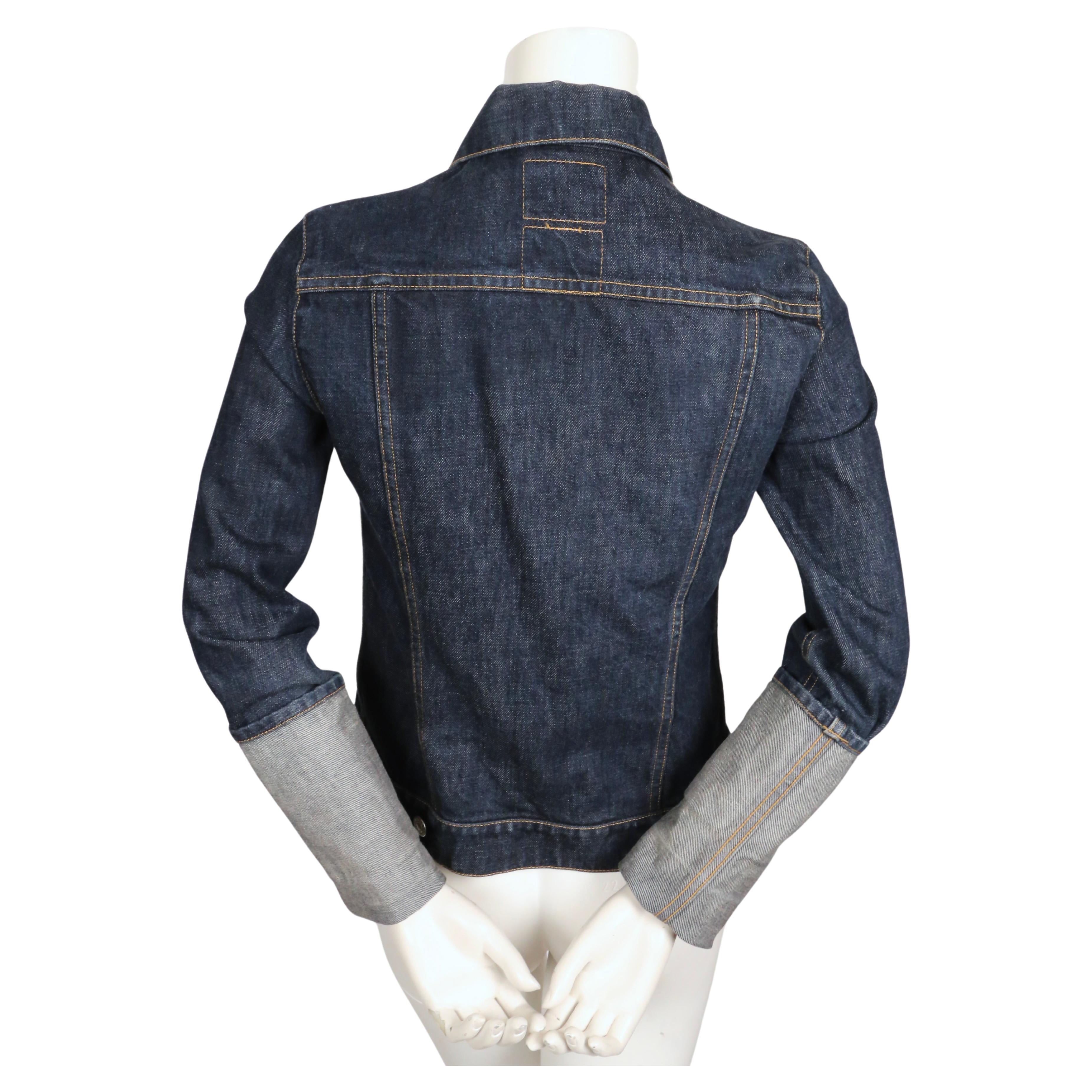 1990's HELMUT LANG classic denim jacket with extra long turn up cuffs For Sale 2