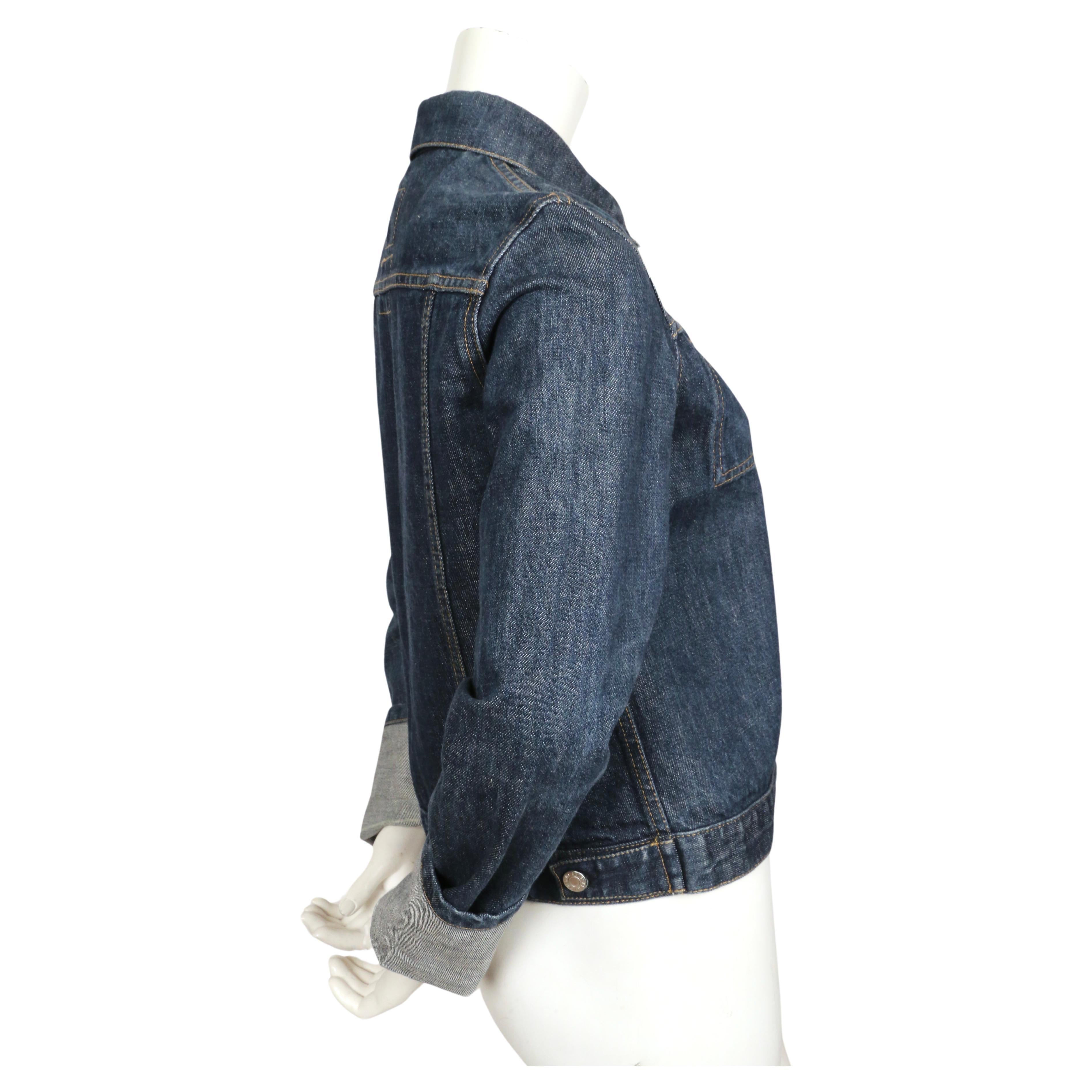 1990's HELMUT LANG classic slim denim jacket with long turn up cuffs In Good Condition For Sale In San Fransisco, CA