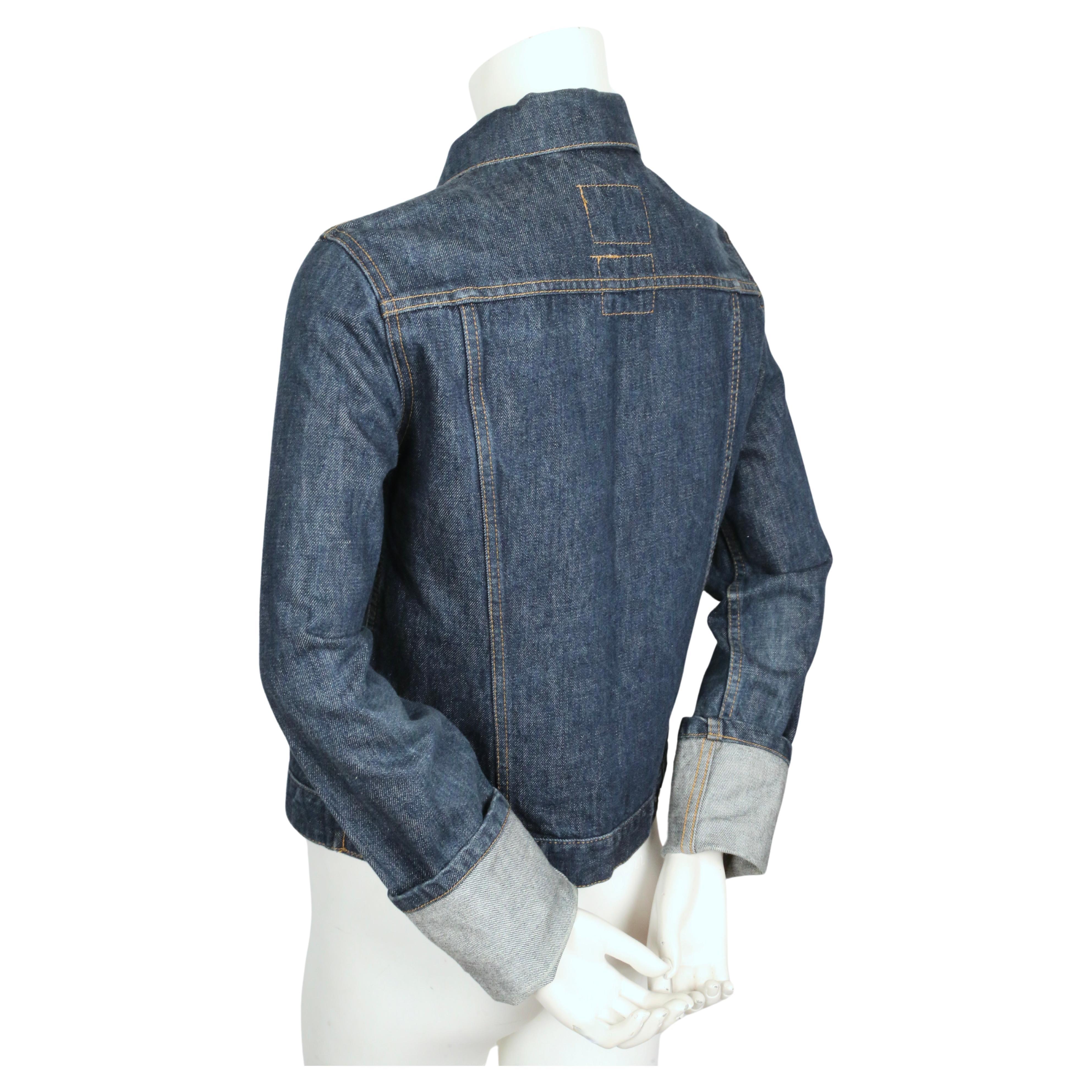 Women's or Men's 1990's HELMUT LANG classic slim denim jacket with long turn up cuffs For Sale