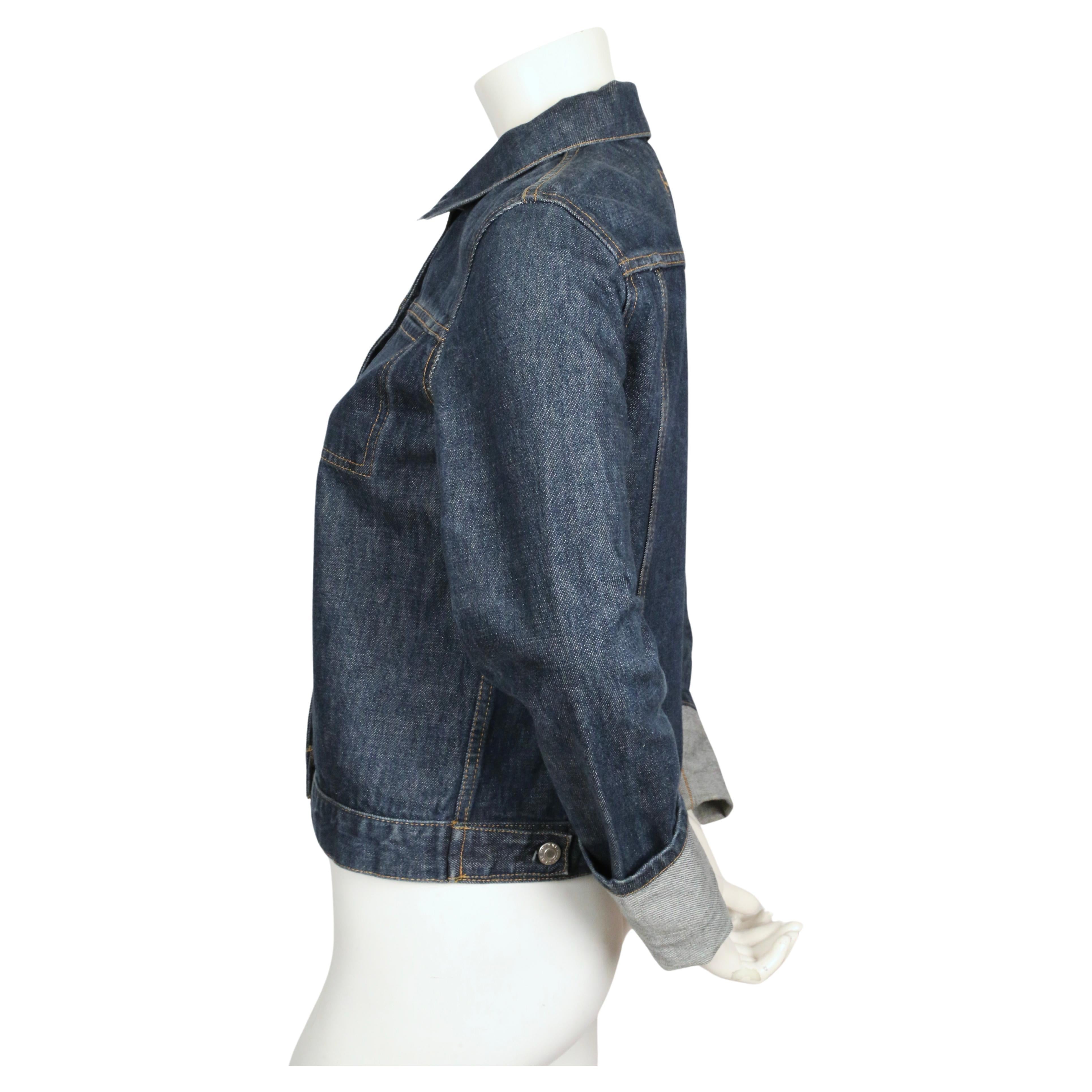 Women's or Men's 1990's HELMUT LANG classic slim denim jacket with long turn up cuffs For Sale