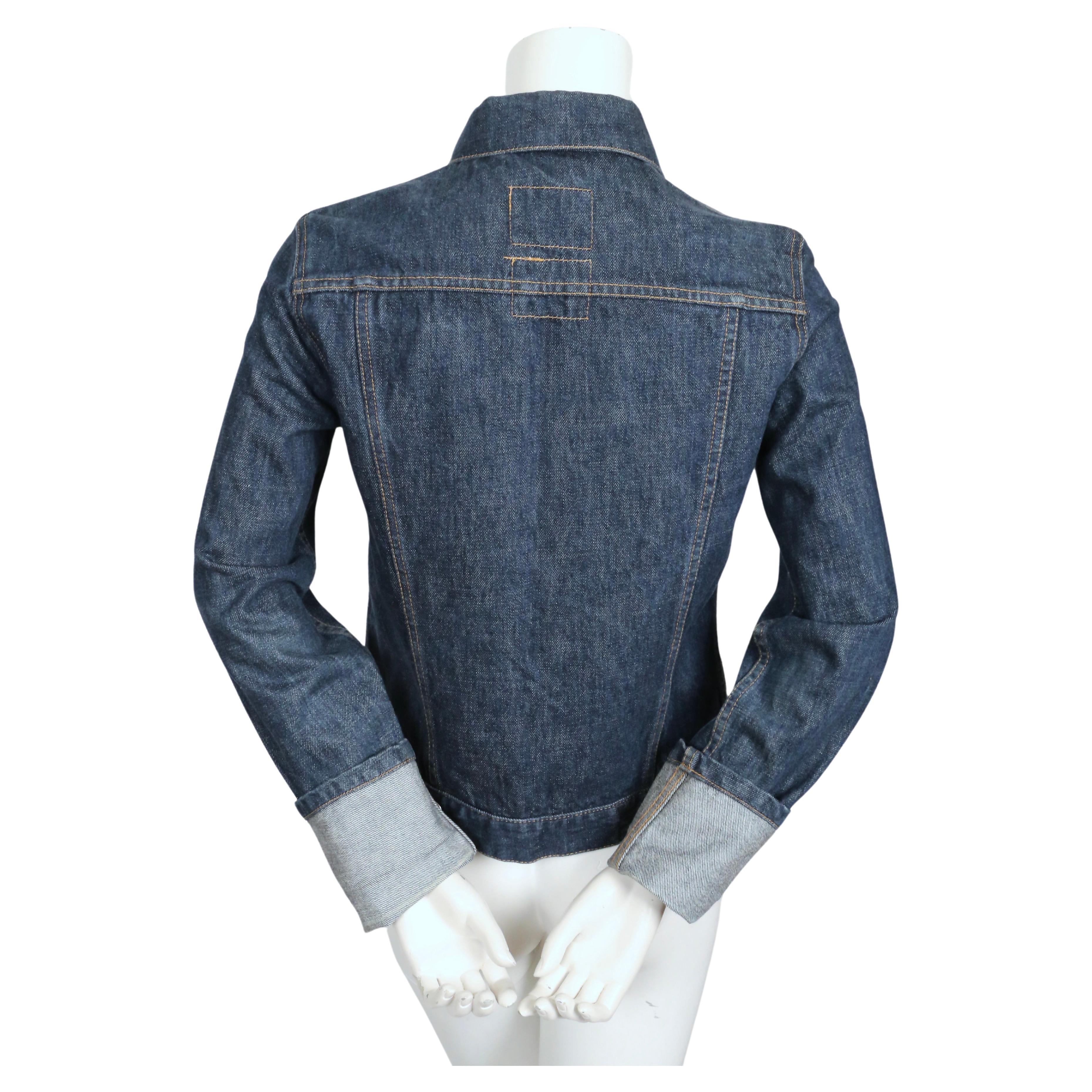 1990's HELMUT LANG classic slim denim jacket with long turn up cuffs For Sale 2