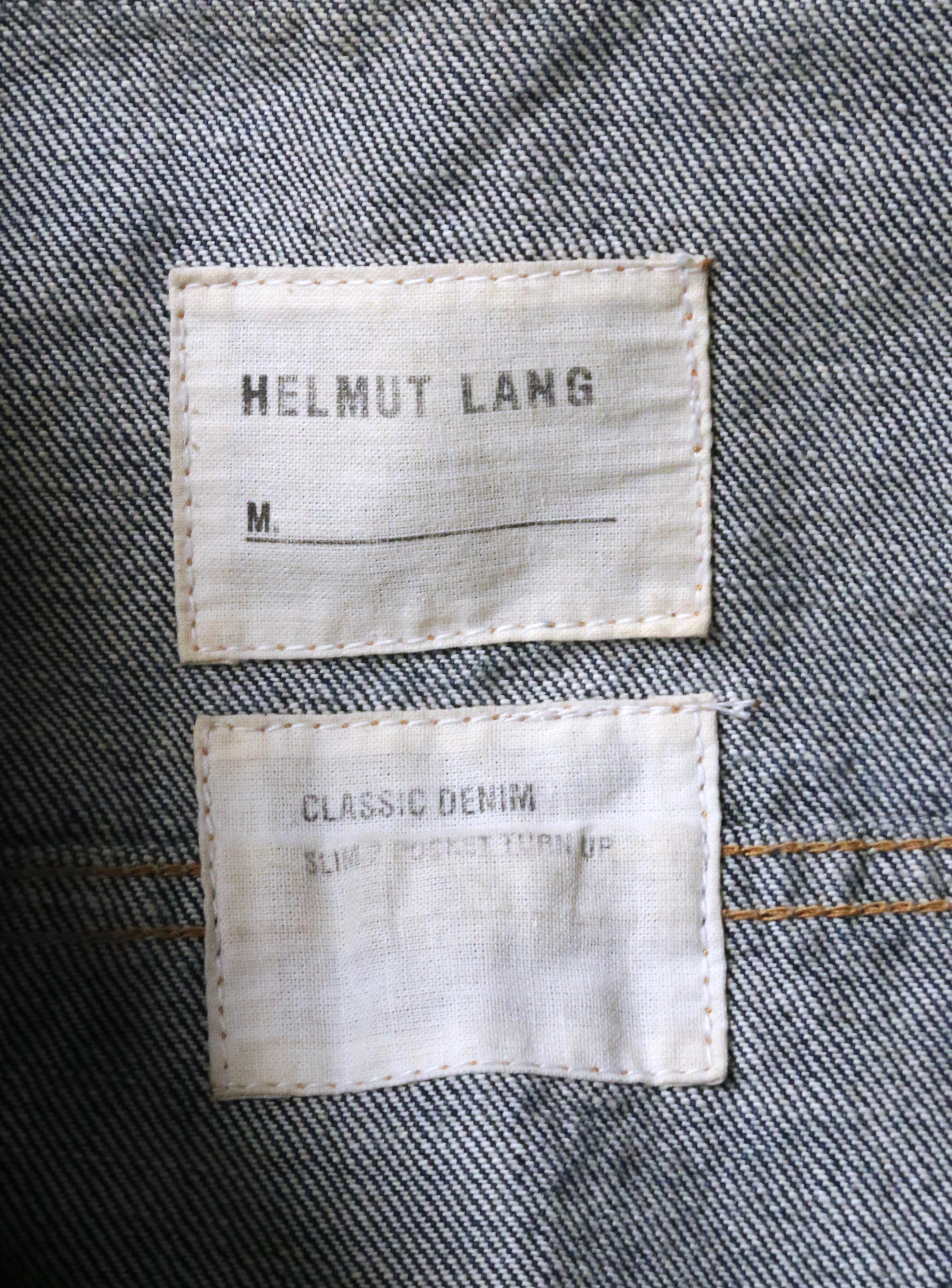 1990's HELMUT LANG classic slim denim jacket with long turn up cuffs For Sale 3