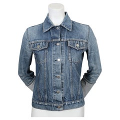 1990's HELMUT LANG distressed denim jacket with extra long turn up cuffs