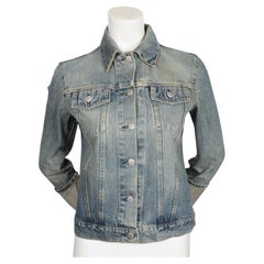 1990's HELMUT LANG distressed denim jacket with extra long turn up cuffs