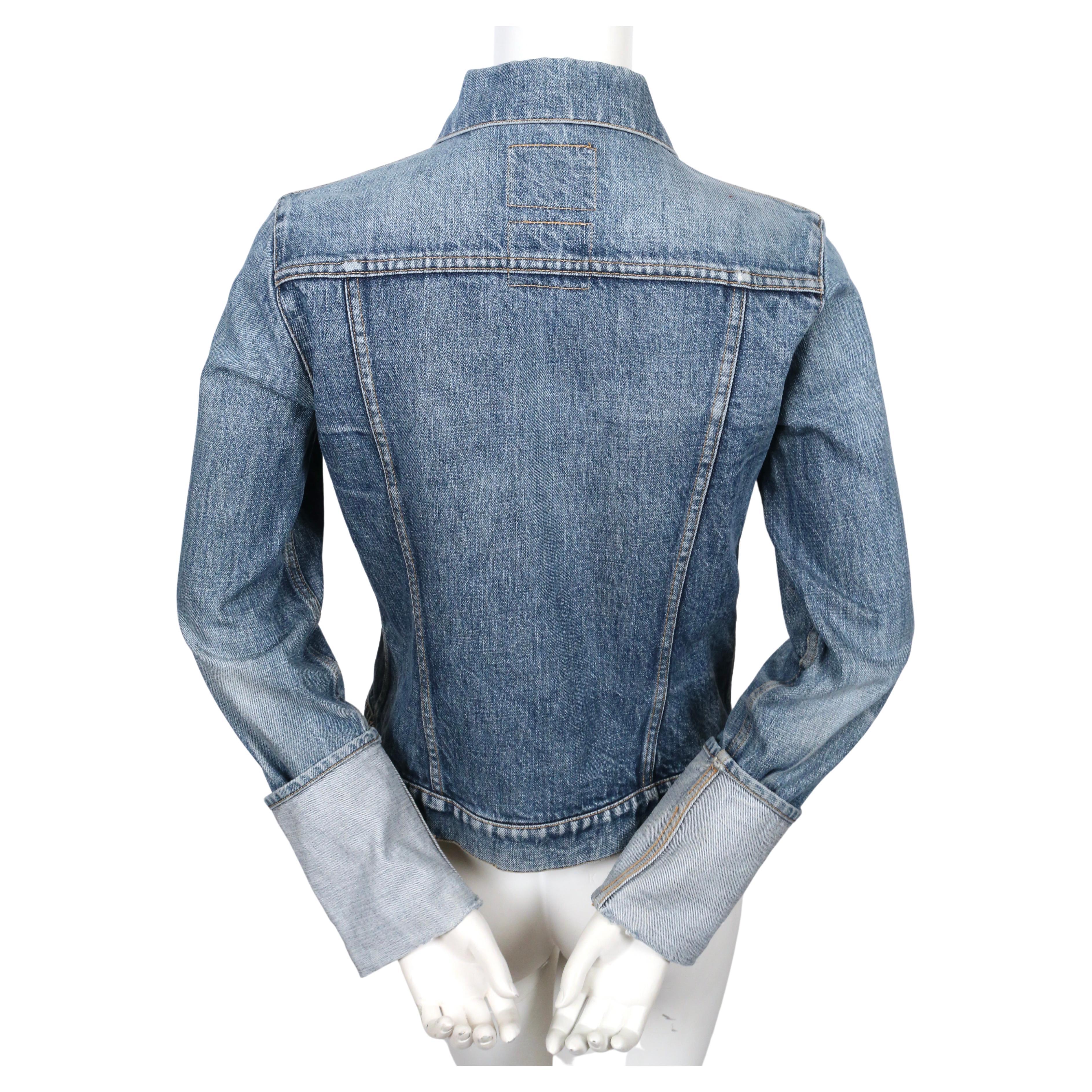 1990's HELMUT LANG distressed denim jacket with extra long turn up cuffs In Fair Condition In San Fransisco, CA