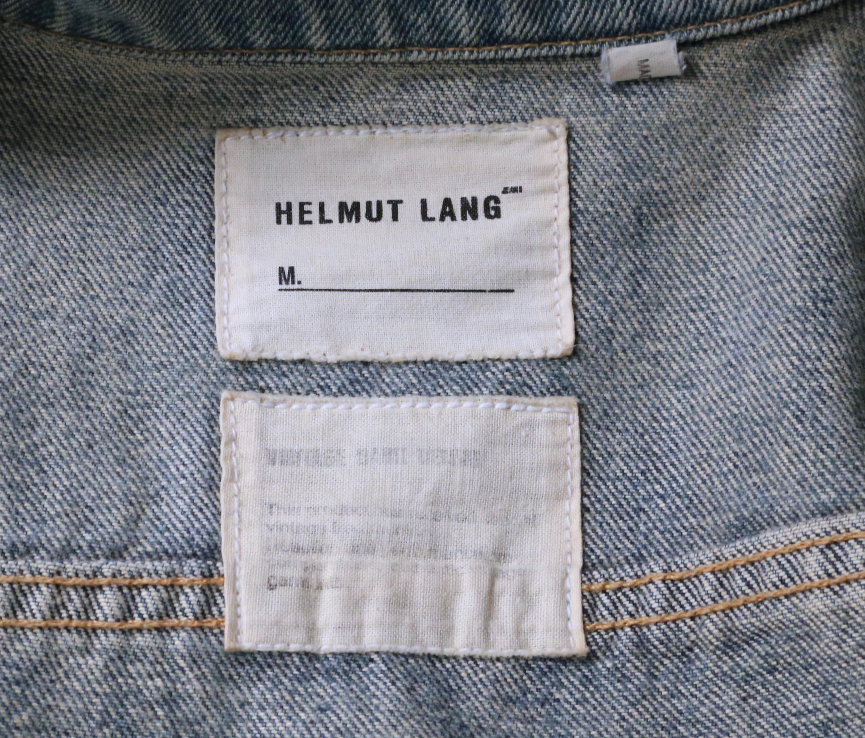 1990's HELMUT LANG distressed denim jacket with extra long turn up cuffs For Sale 2