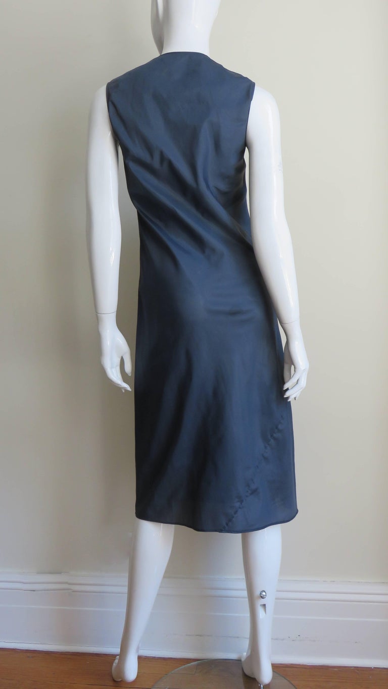helmut lang blue dress Helmut Lang Womens Side Drape Asymmetric Party Dress Navy L main image 0