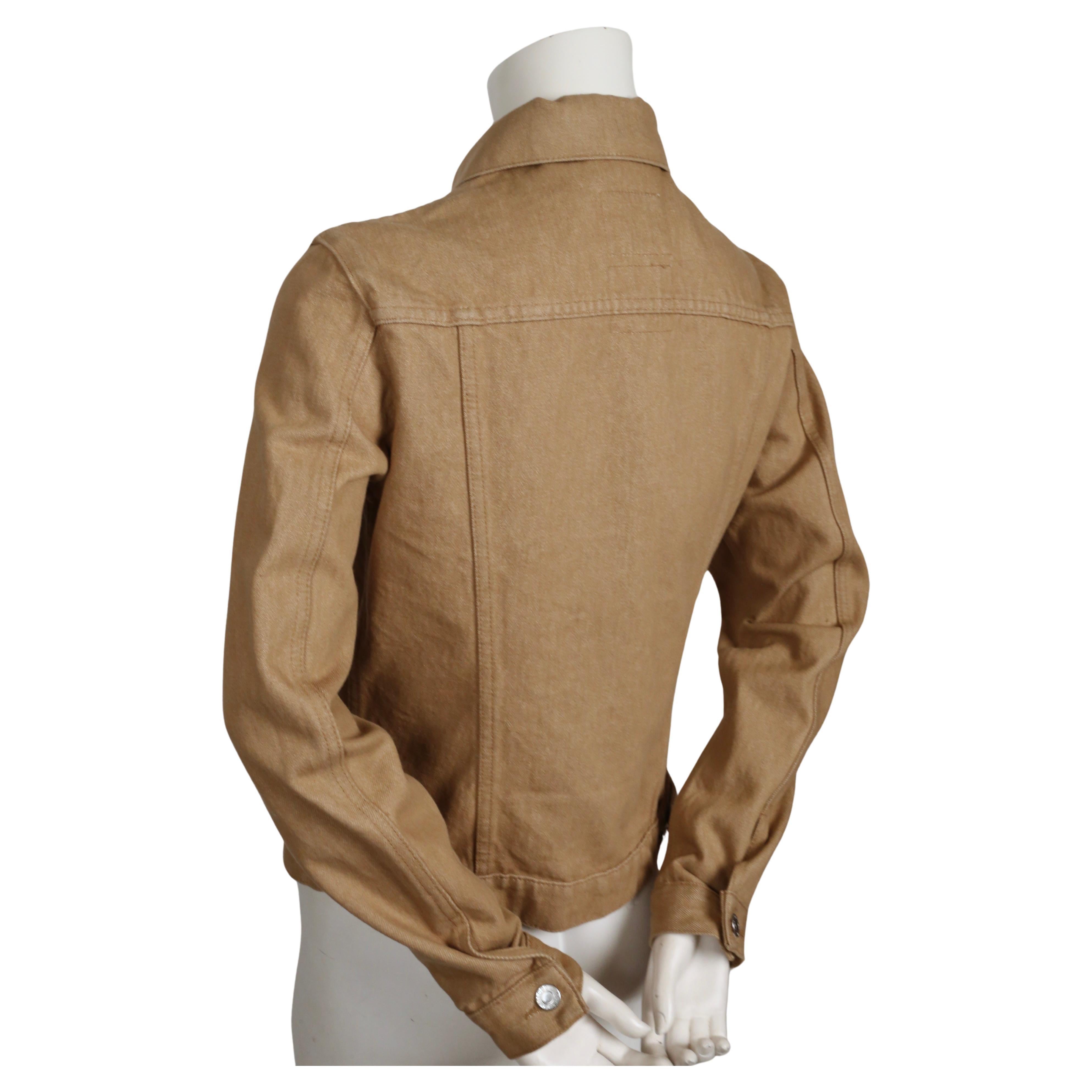 Women's or Men's 1990's HELMUT LANG tan denim jacket  For Sale
