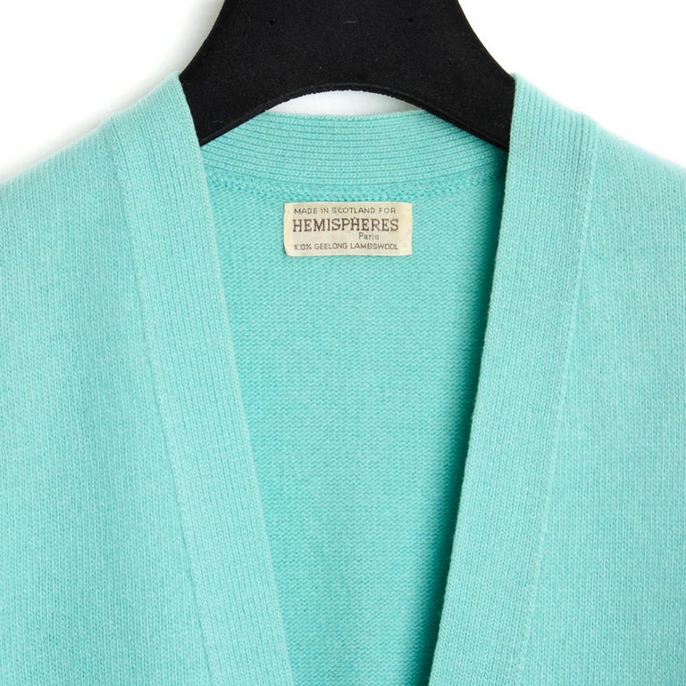 1990s Hemispheres Paris Gilet Oversize FR40 Turquoise Wool Maxi  