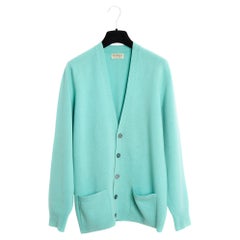 Hemispheres Paris Gilet oversize FR40 Cardigan Maxi en laine turquoise US10, années 1990