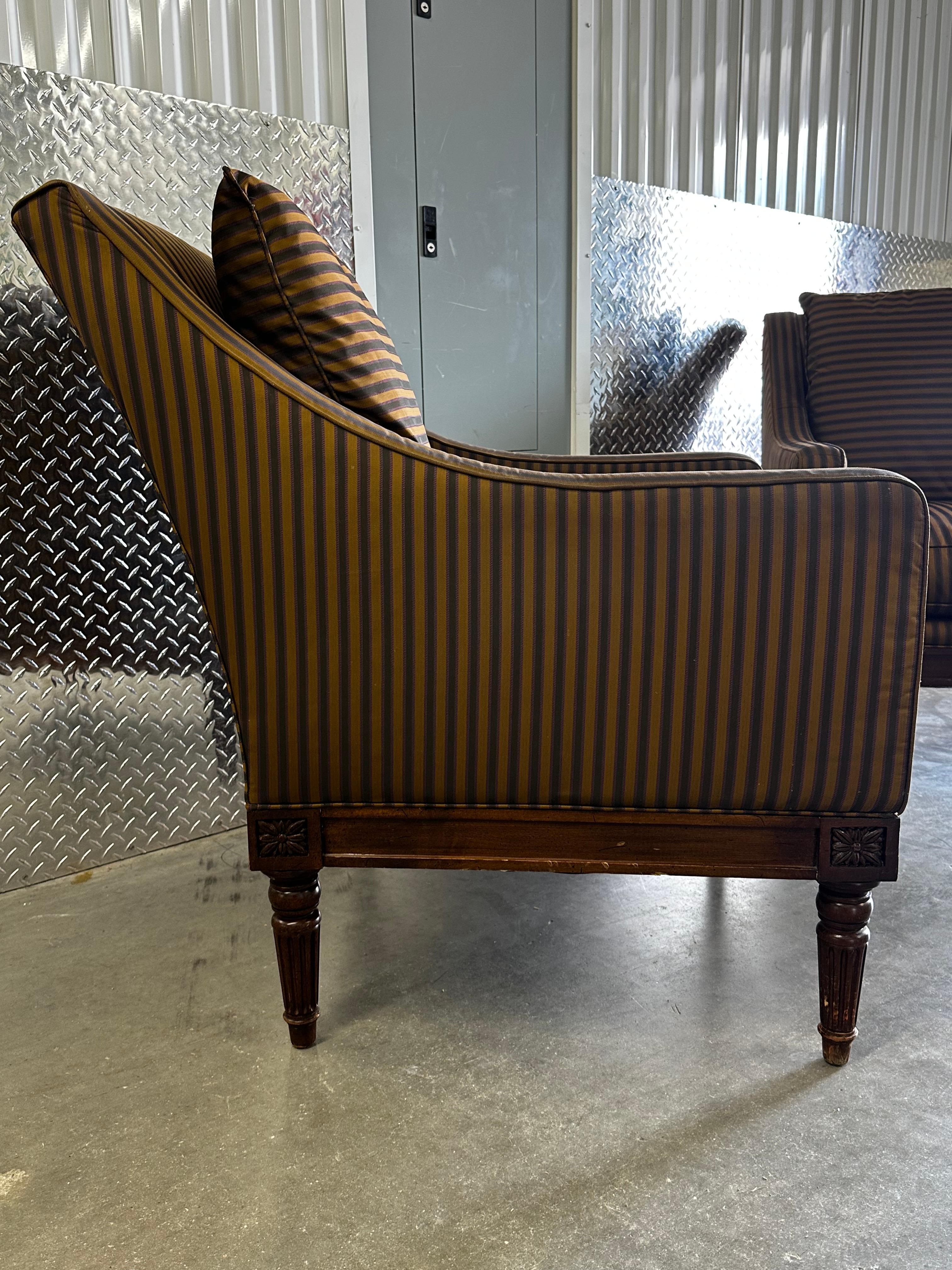 1990 Henderson Stripes Down Neoclassical Style Club Chairs, Set of 2 en vente 3
