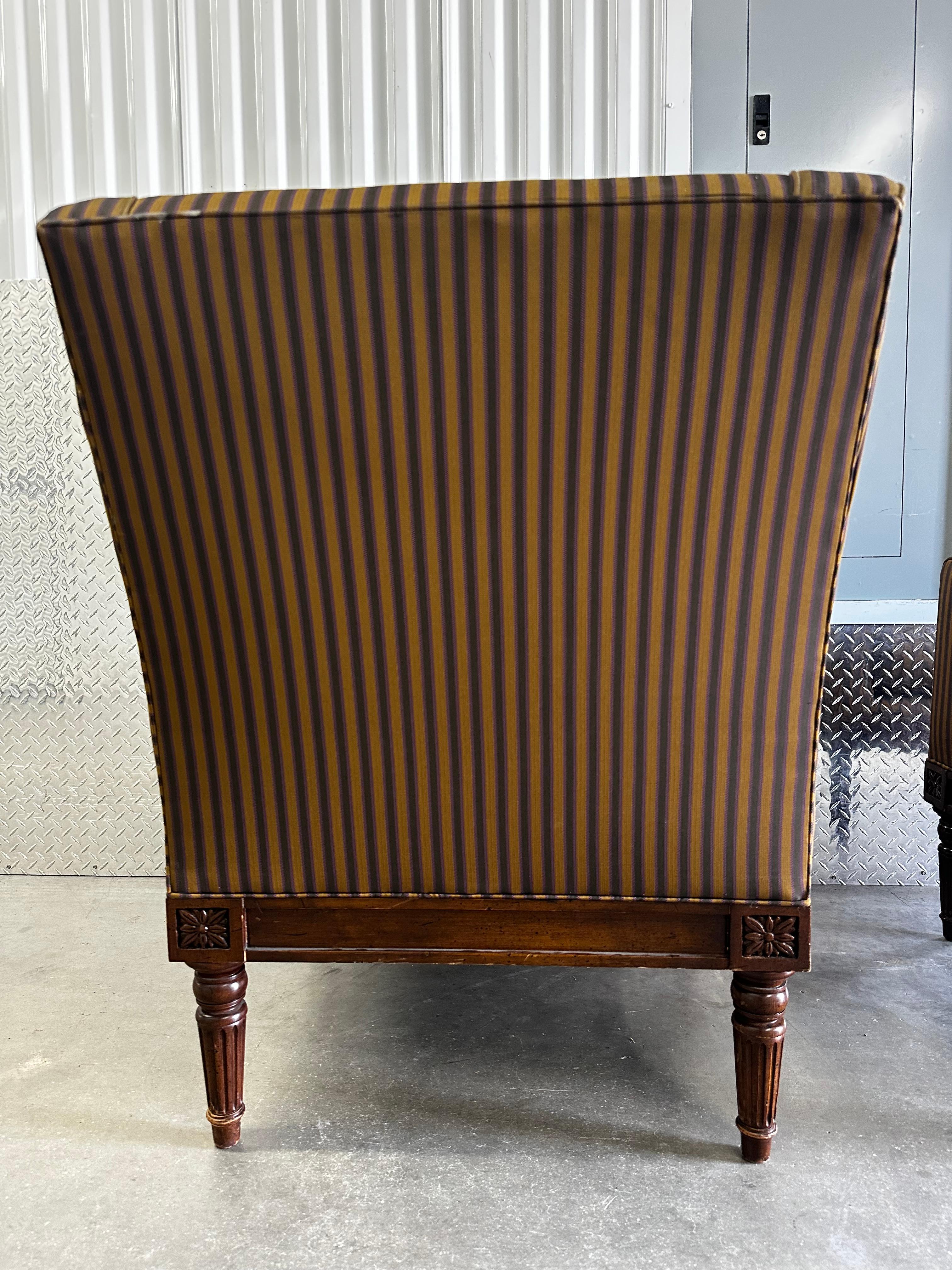 1990 Henderson Stripes Down Neoclassical Style Club Chairs, Set of 2 en vente 5