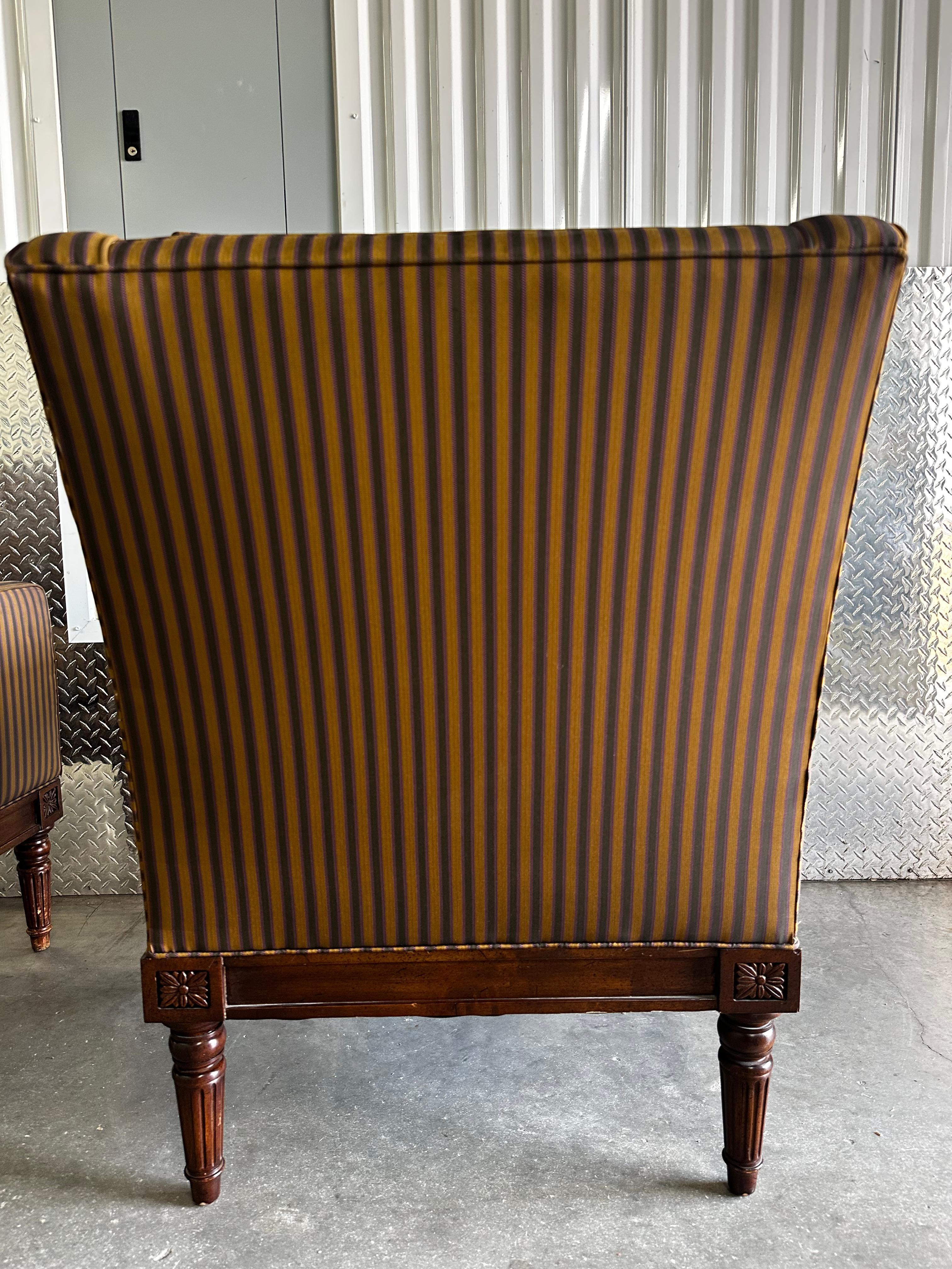 1990 Henderson Stripes Down Neoclassical Style Club Chairs, Set of 2 en vente 6