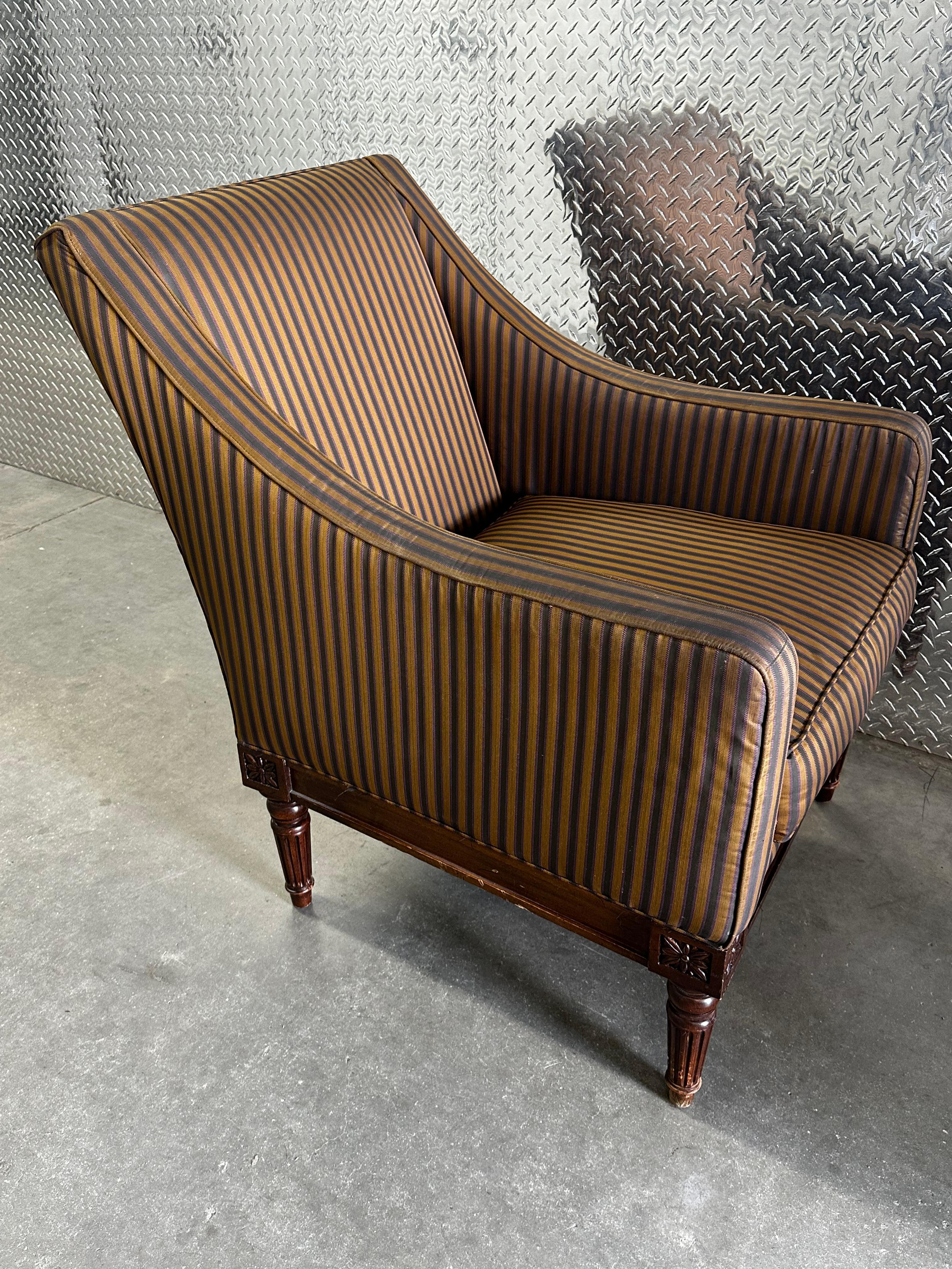 1990 Henderson Stripes Down Neoclassical Style Club Chairs, Set of 2 en vente 7