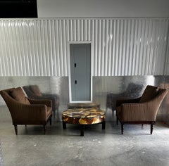 1990 Henderson Stripes Down Neoclassical Style Club Chairs, Set of 2