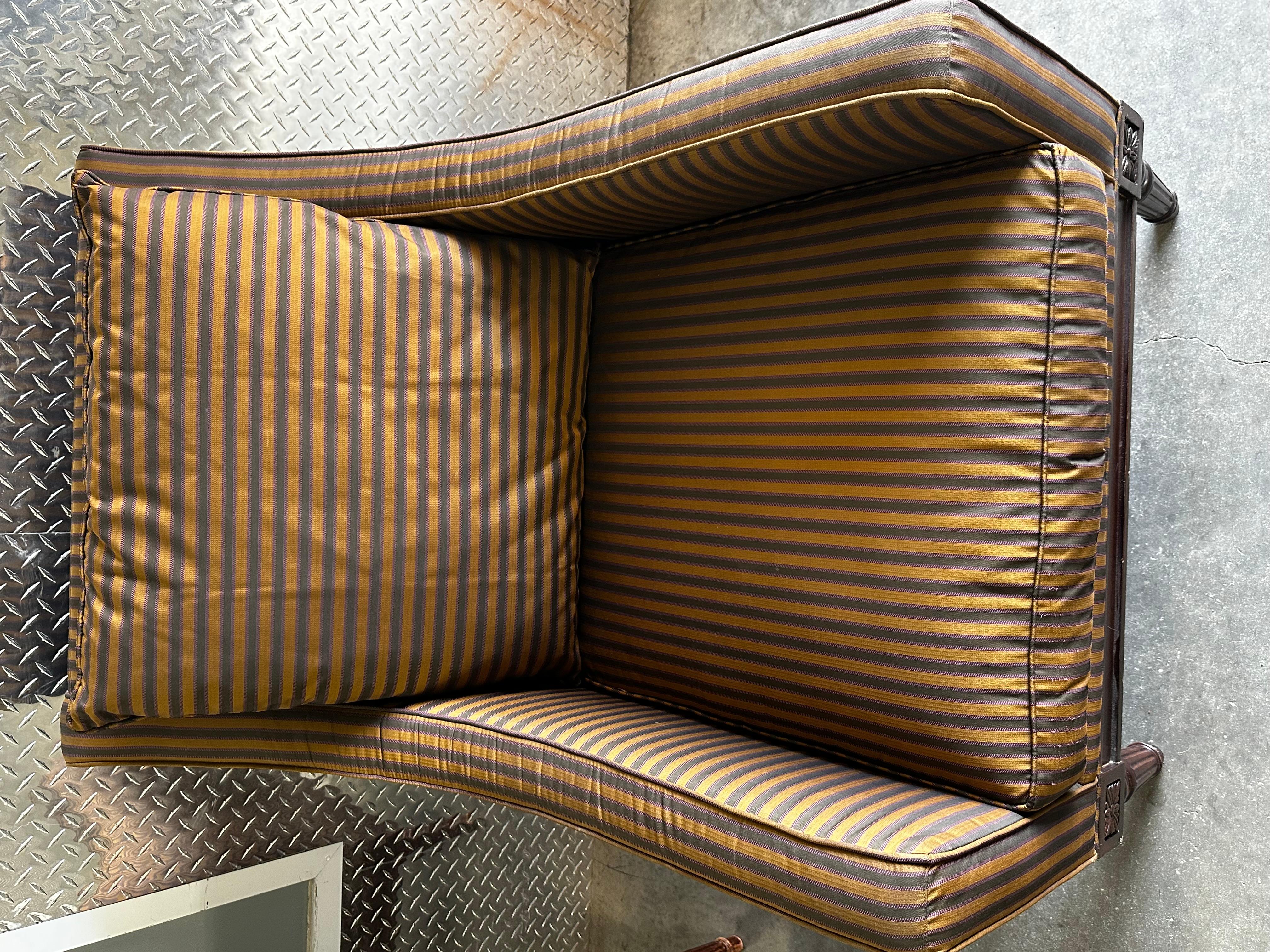 Sedie da club in stile neoclassico Henderson Stripes Down degli anni '90, Set di 2 in vendita 1