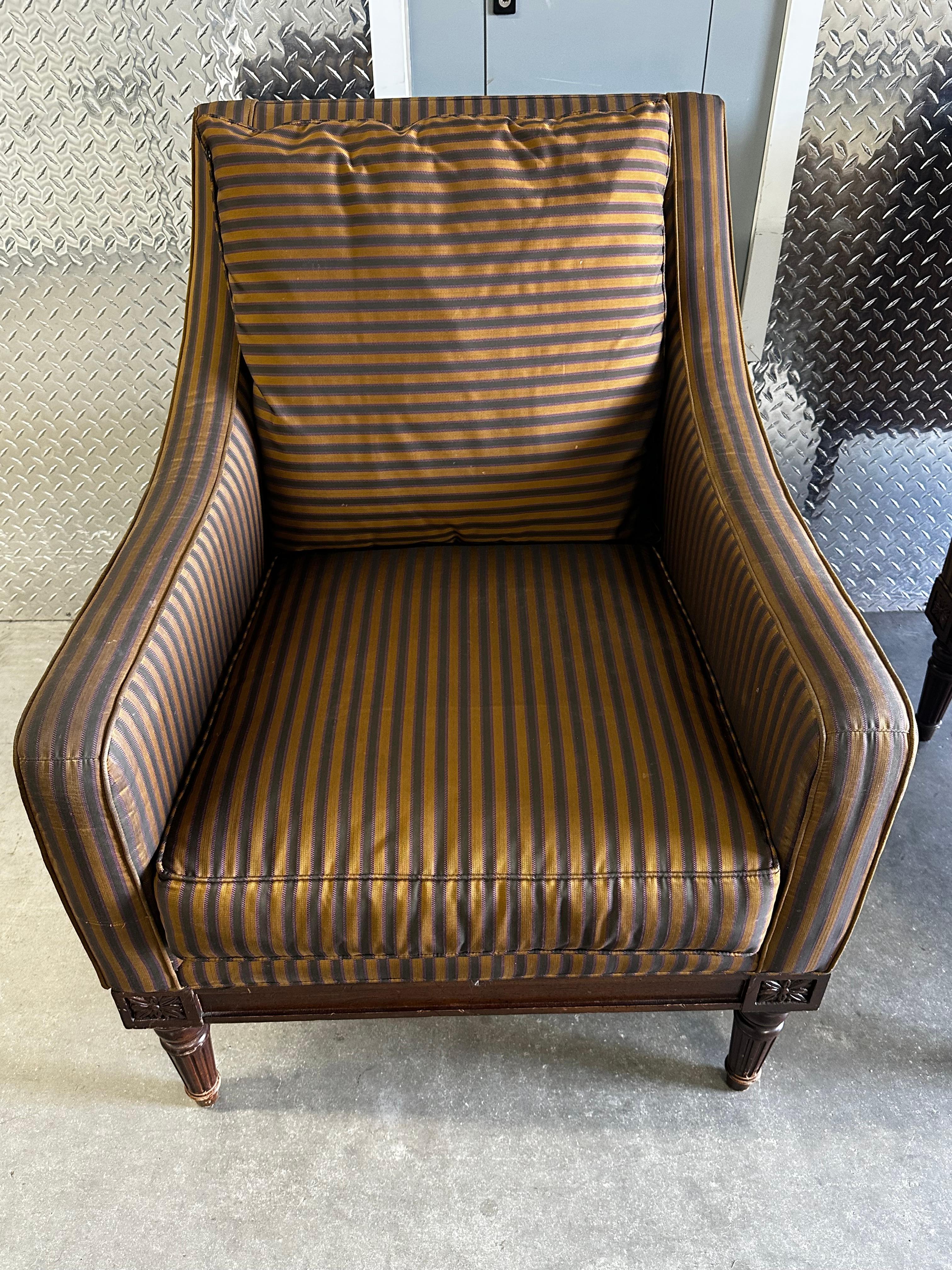 1990 Henderson Stripes Down Neoclassical Style Club Chairs, Set of 2 en vente 2