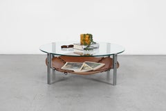1990s Henk Vos Modernist Coffee Table in Leather, Steel & Glass