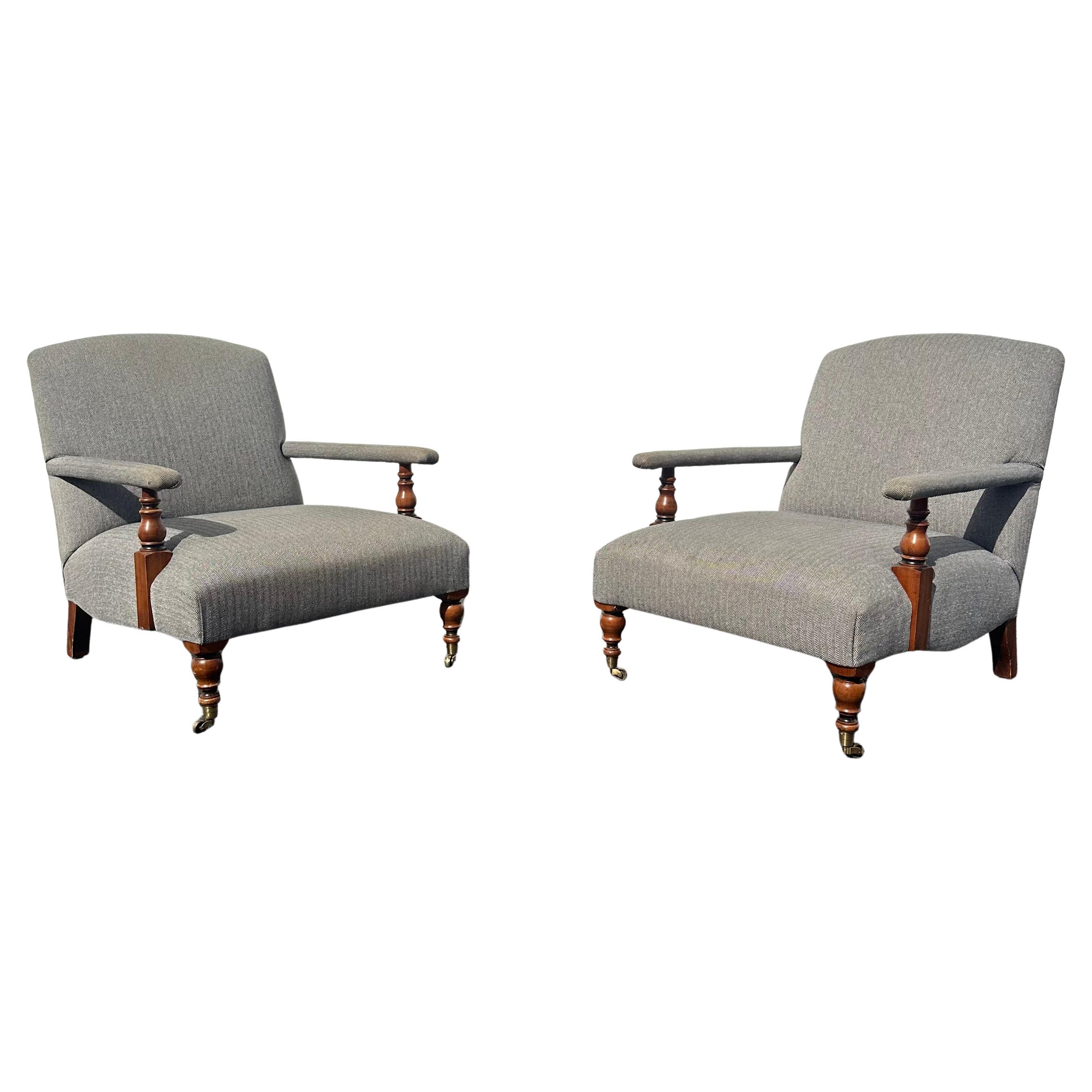 1990s Henredon Ralph Lauren Herringbone Library Chairs, Set of 2