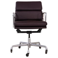 1990s Herman Miller Eames Soft Pad Management Desk Chair in Dark Purple leather