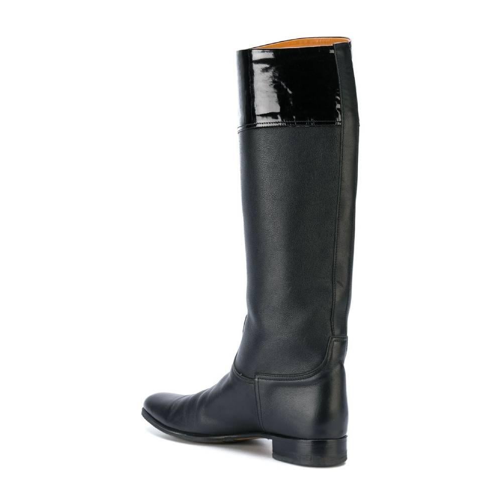 1990s Hermès Black Leather High Boots In Good Condition In Lugo (RA), IT