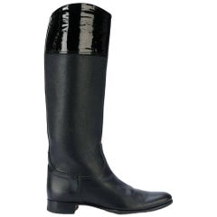 1990s Hermès Black Leather High Boots