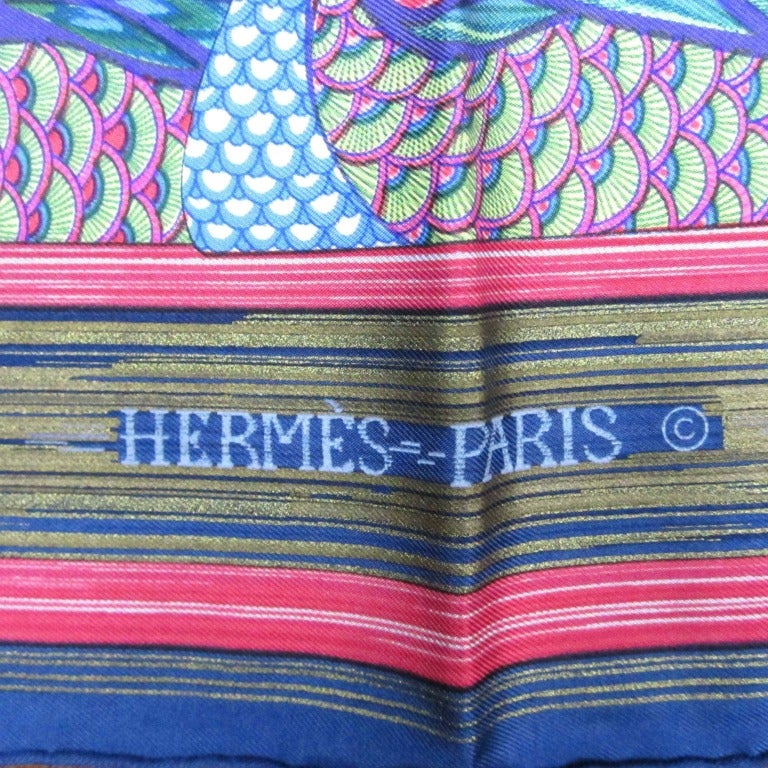 1990's Hermes Bronze Striped Bird Silk Scarf  New, Never Worn w/ Box  In New Condition For Sale In Wallkill, NY