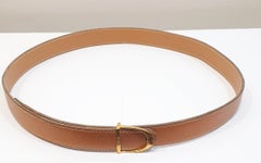 1990's Hermes Camel Leather Stirrup Buckle Belt
