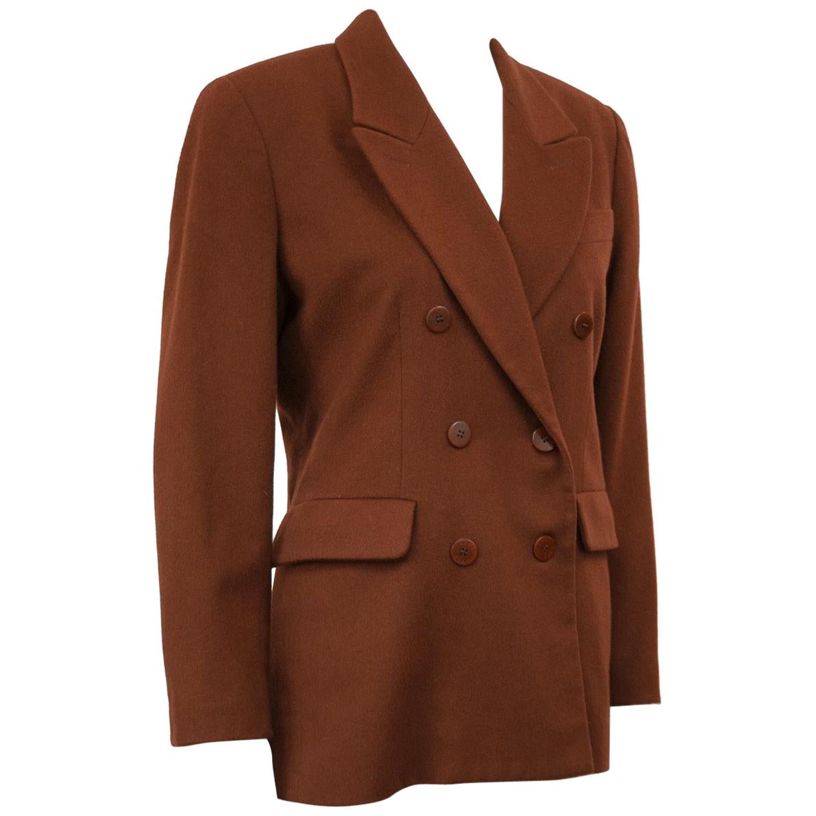 1990's Hermes Classic Cashmere Double Breasted Jacket in Rust