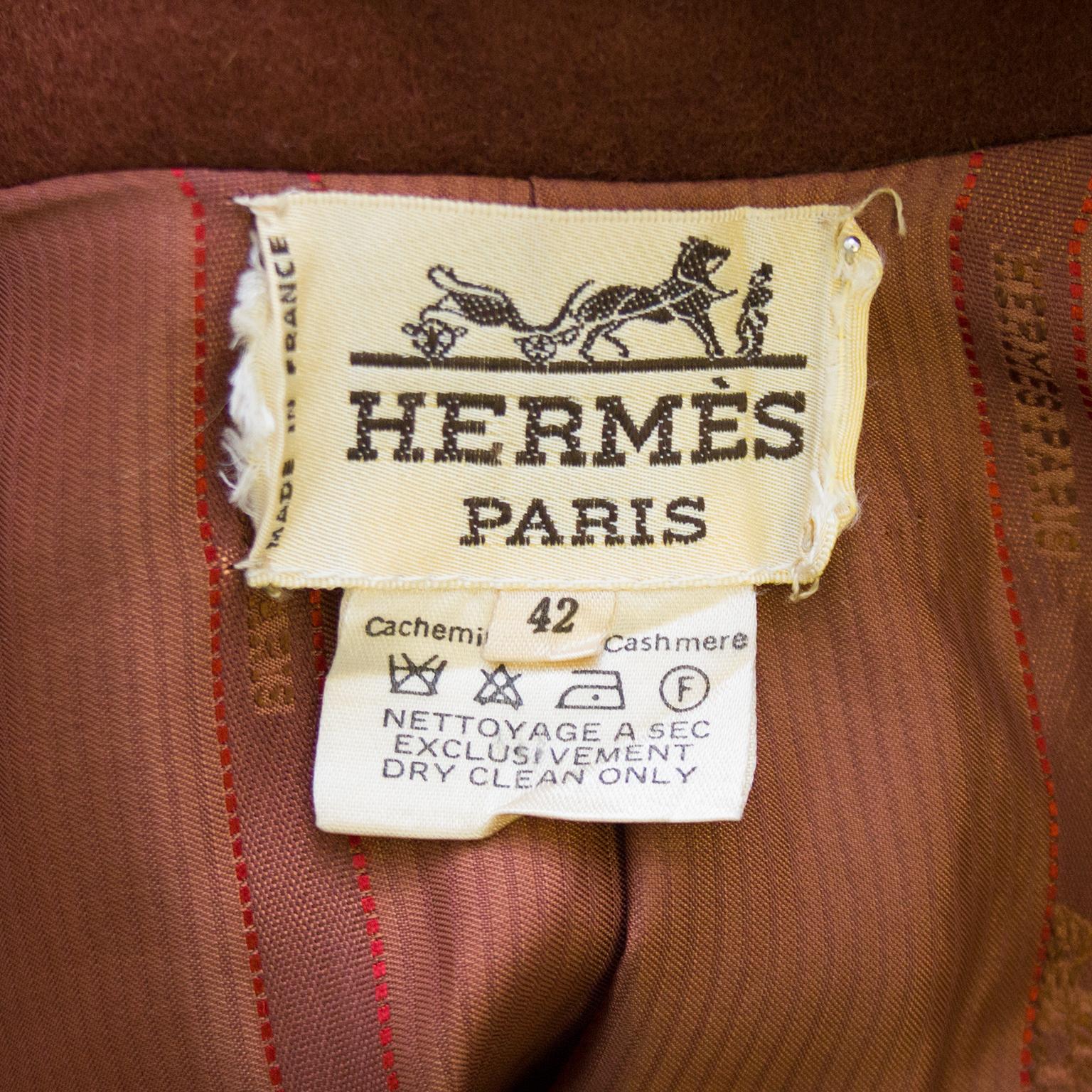 1990's Hermes Classic Cashmere Double Breasted Jacket in Rust 1