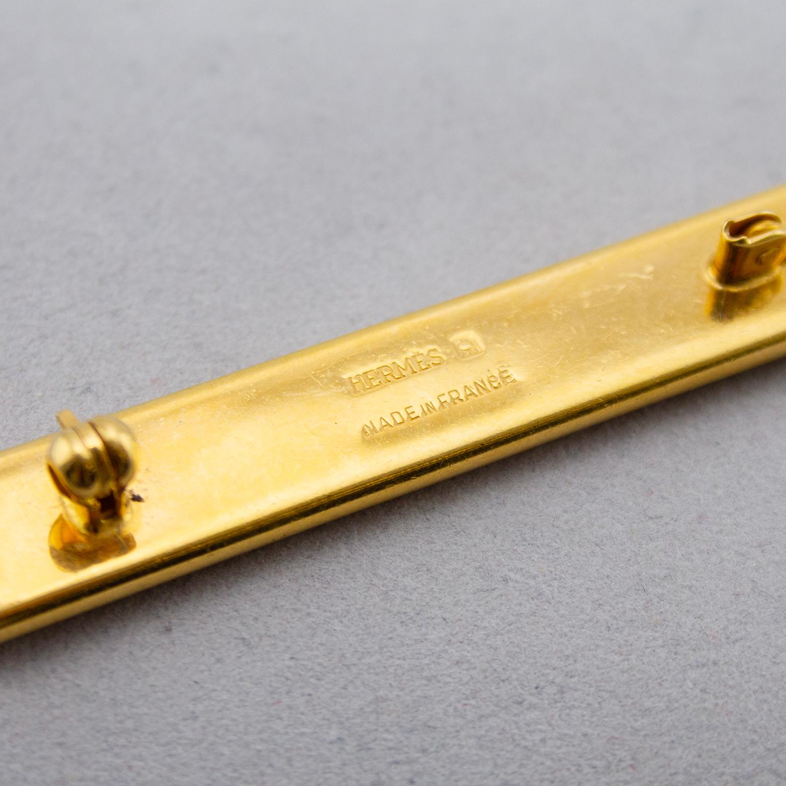 da uomo o donna Spilla Hermes del 1990 con smalto e placca d'oro in vendita