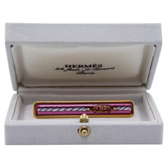 Spilla Hermes del 1990 con smalto e placca d'oro