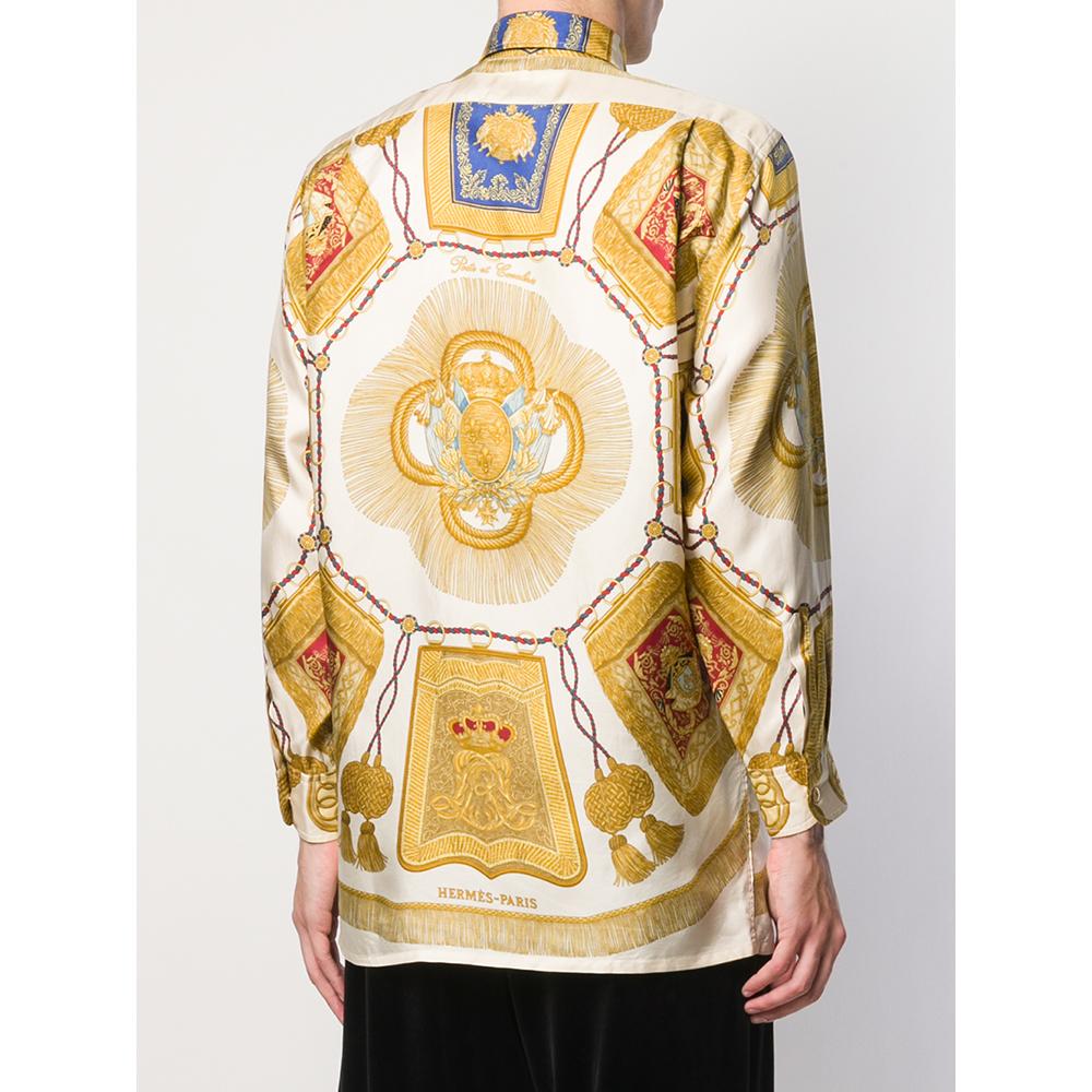 Men's 1990s Hermès Ivory And Gold Silk Shirt