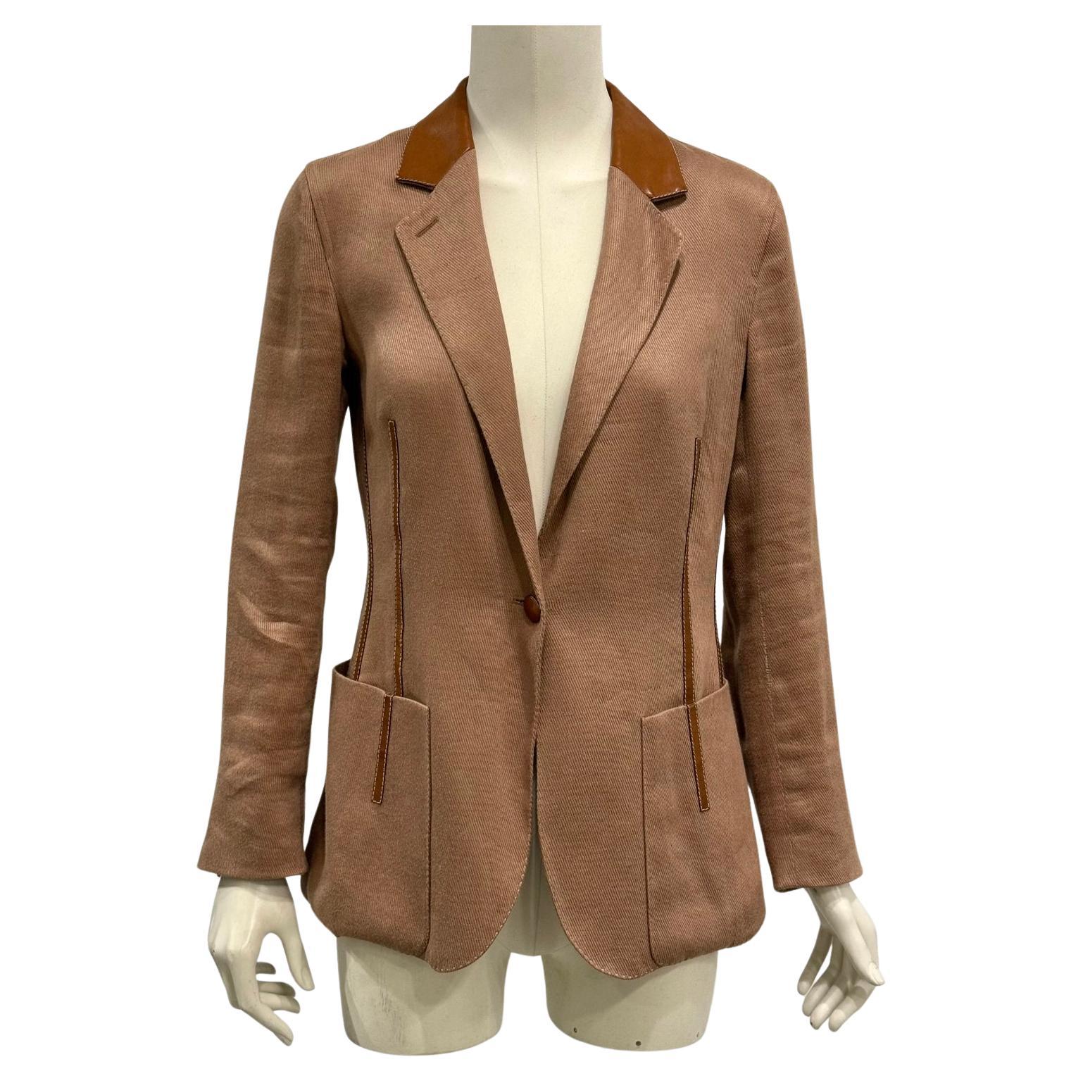 1990s Hermès leather collar blazer