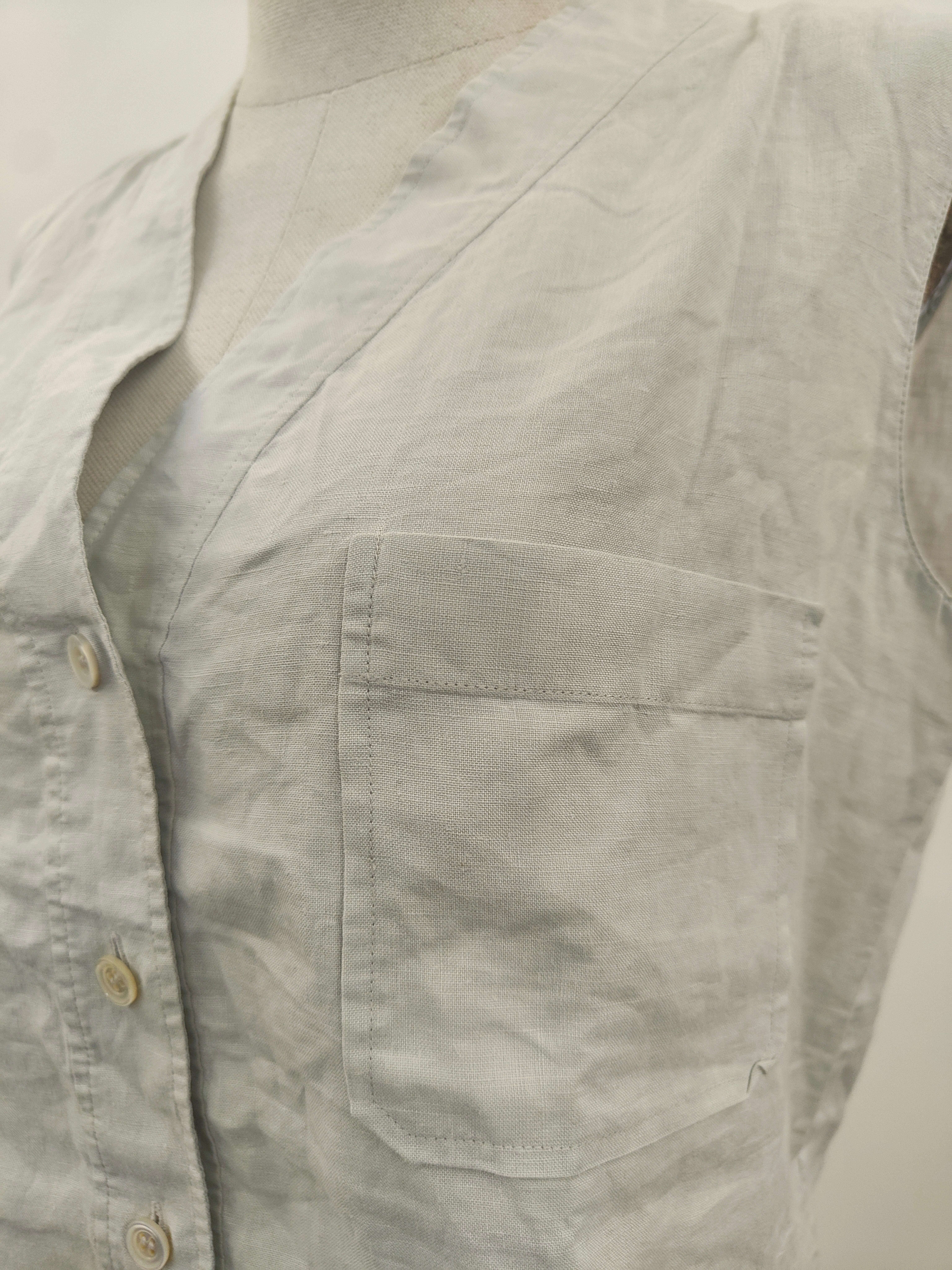 1990er Hermès Leinen hellblau Hemd - Weste im Zustand „Hervorragend“ im Angebot in Capri, IT