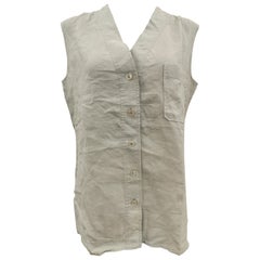 Camicia Hermès anni '90 in lino azzurro - gilet