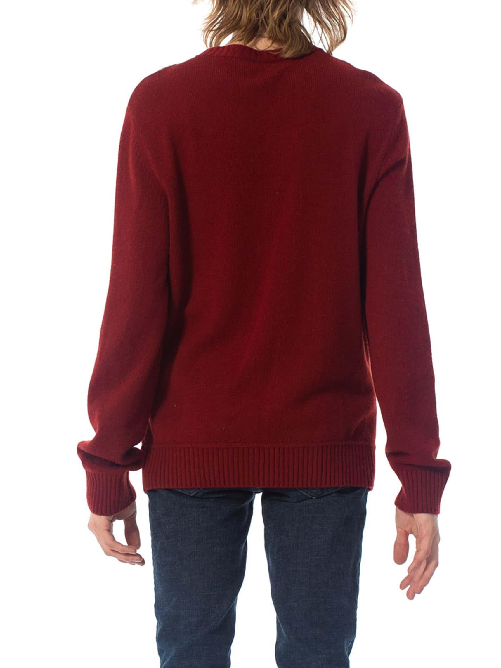 1970S HERMES Maroon & Silver Cashmere Men's Sweater 1
