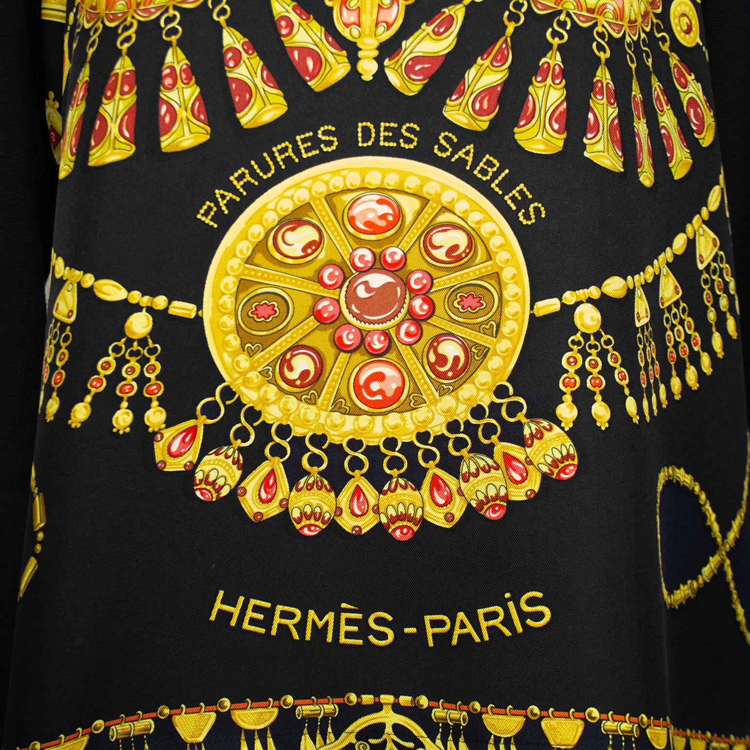 1990s Hermes Parures des Sables Black Silk & Cashmere Cardigan For Sale 1