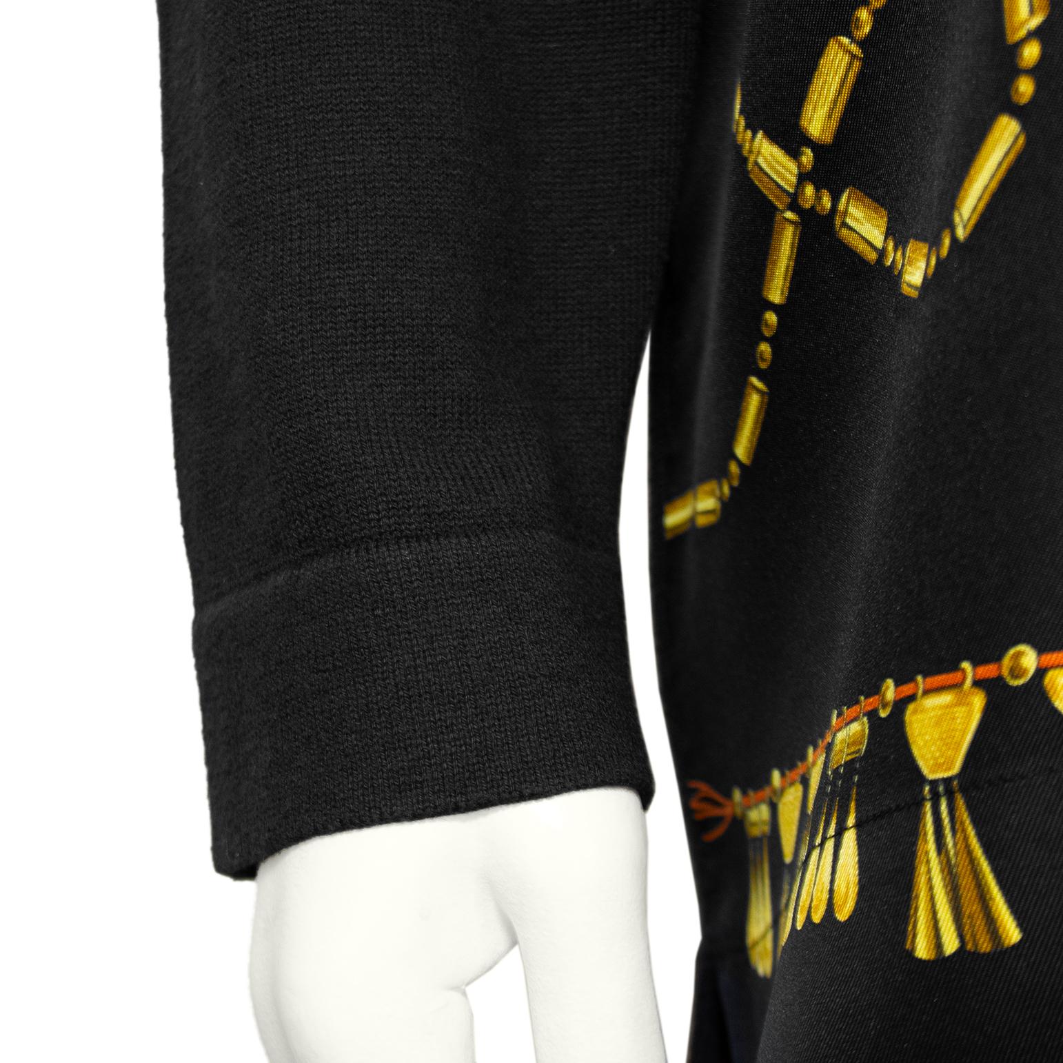 1990s Hermes Parures des Sables Black Silk & Cashmere Cardigan For Sale 2
