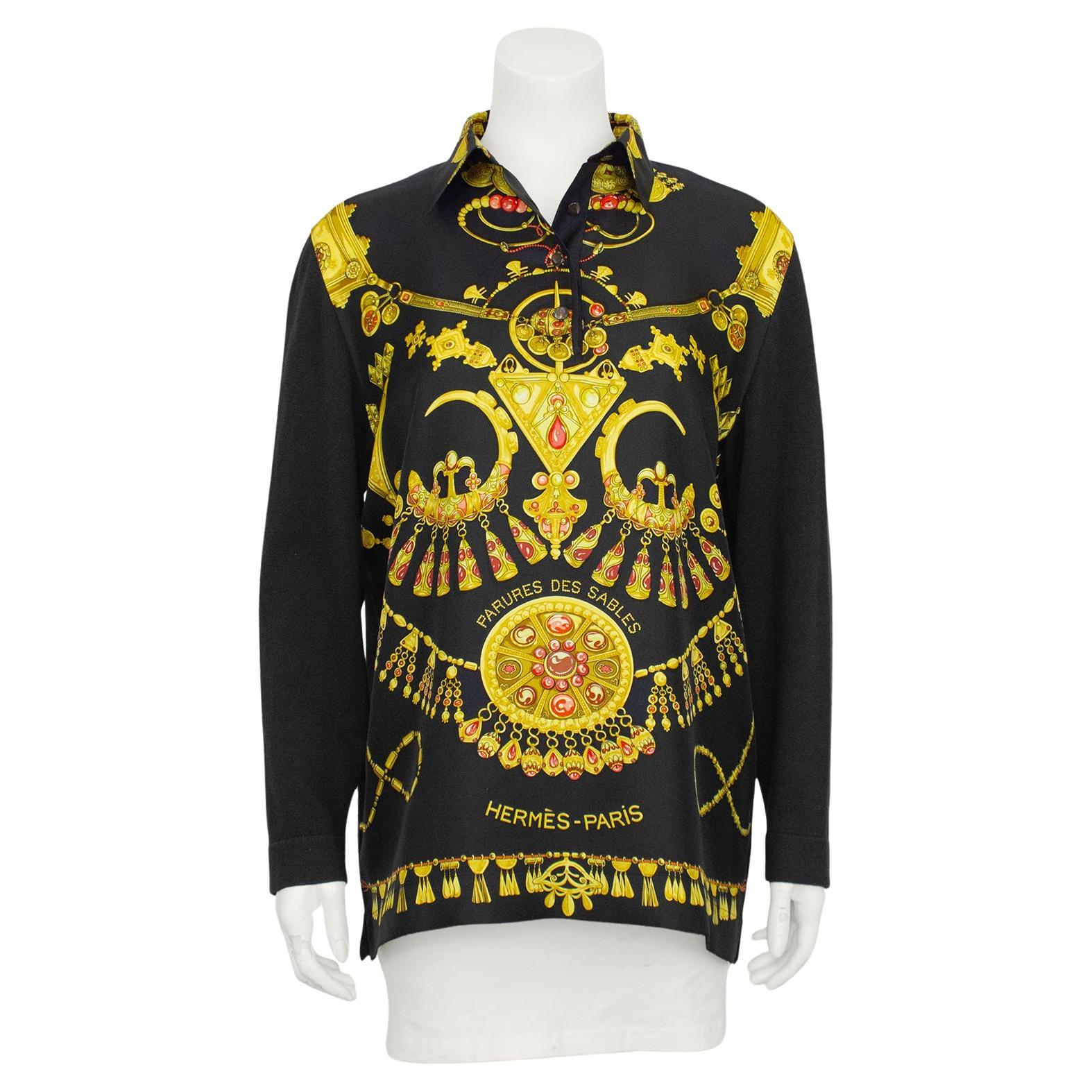 1990s Hermes Parures des Sables Black Silk & Cashmere Cardigan For Sale