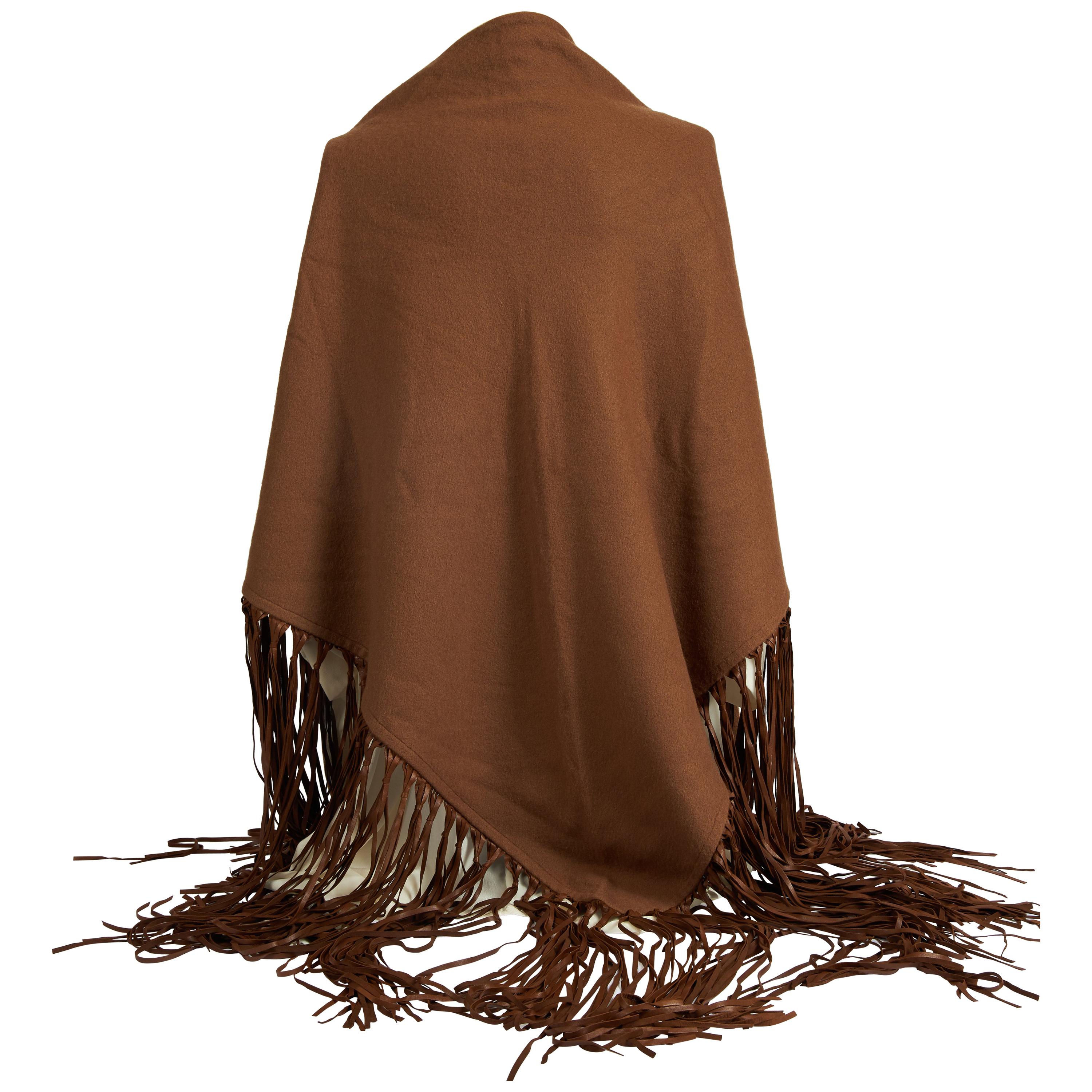 1990
s Hermes Rare Brown Cashmere Leather Shawl